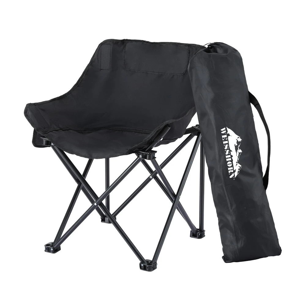 1 Weisshorn Folding Camping Moon Chair Portable Seat Weight Capacity 120KG - Black, 1 of 7