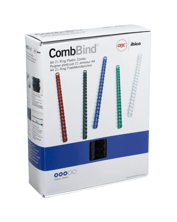 Bind2Go Peigne Plastique Vert 21 Anneaux A4 25 (8mm