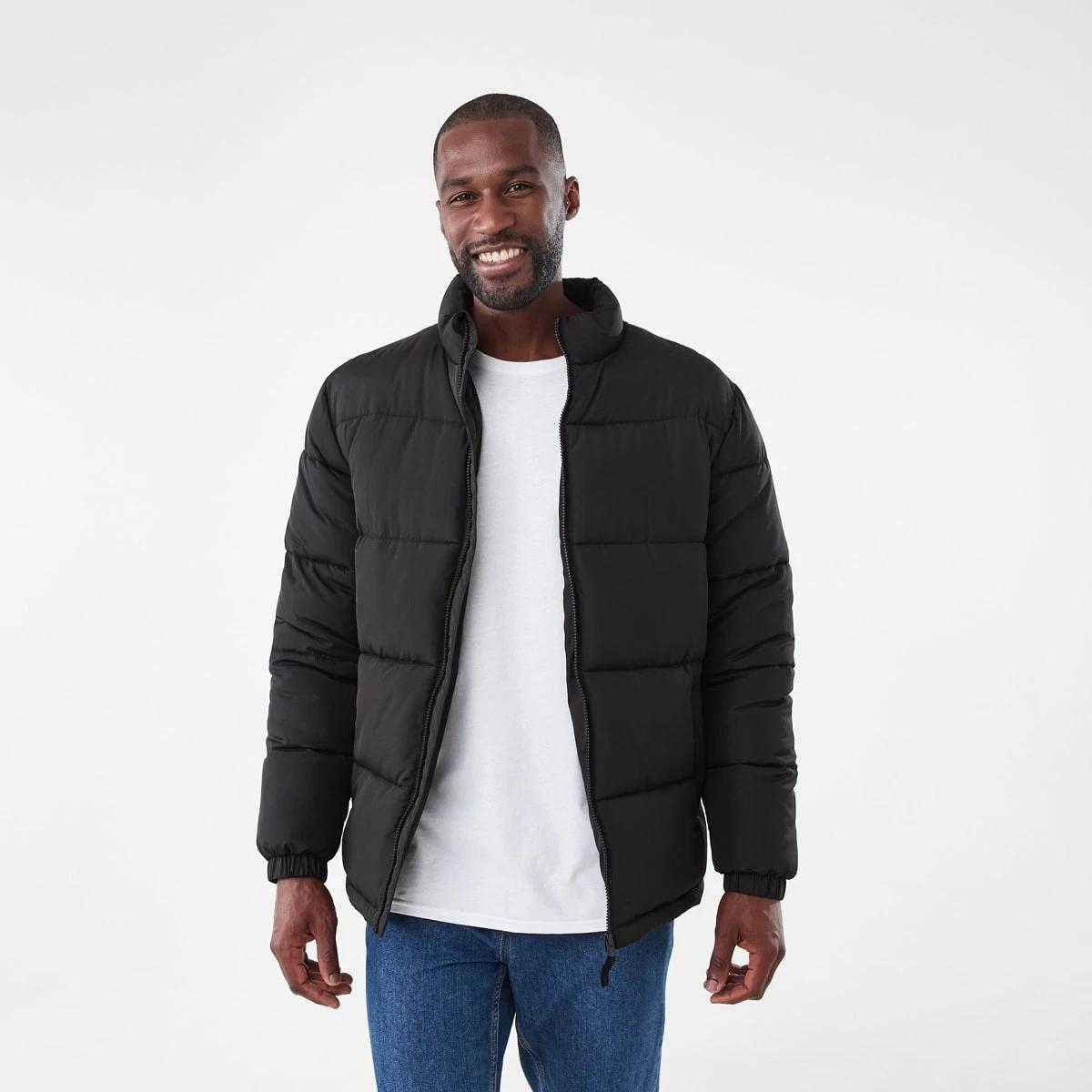 1 Funnel Neck Puffer Jacket Black, 1 of 7