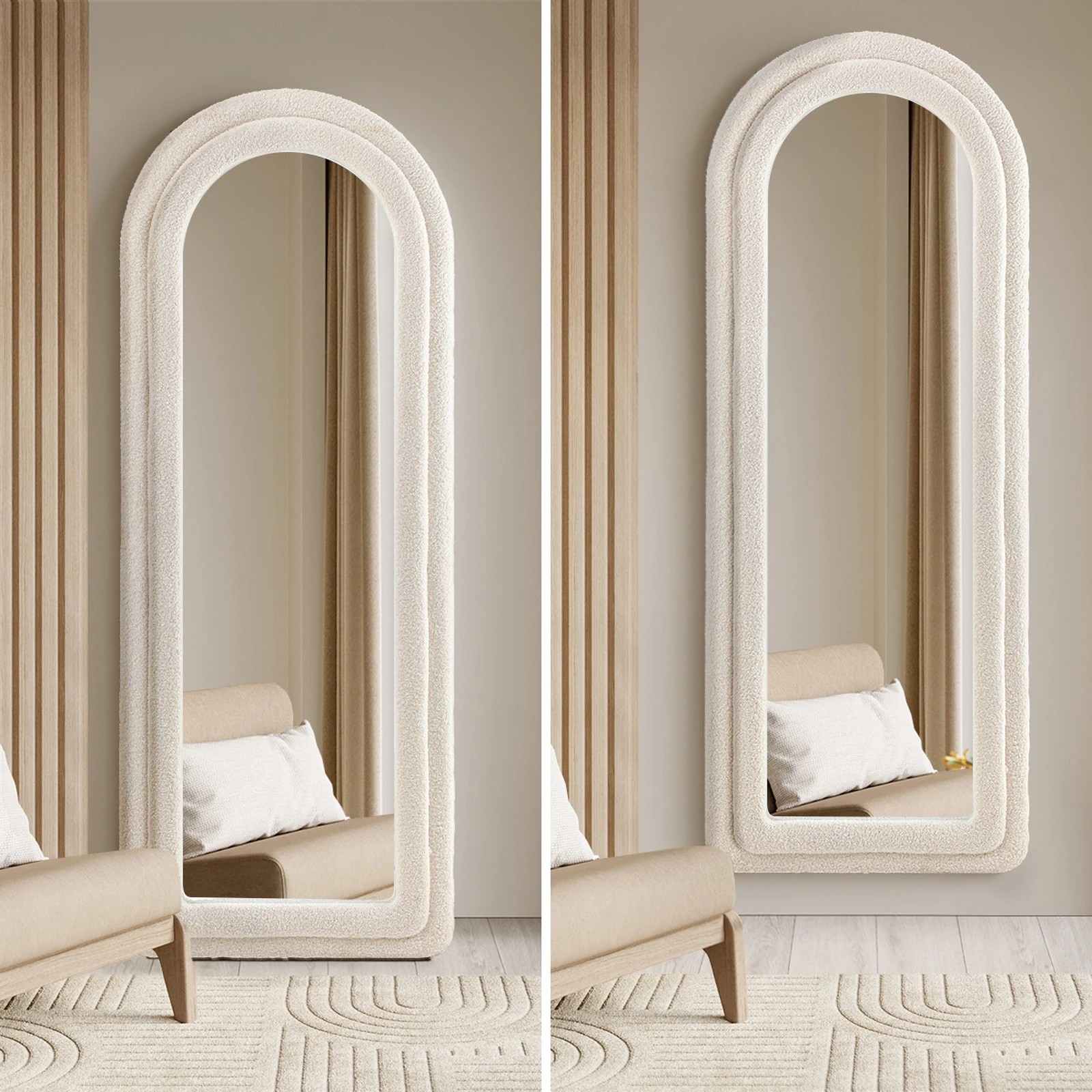 5 Oikiture 1.8M Full Length Mirror Boucle Frame Floor Mirrors Dressing Bedroom - White, 5 of 9