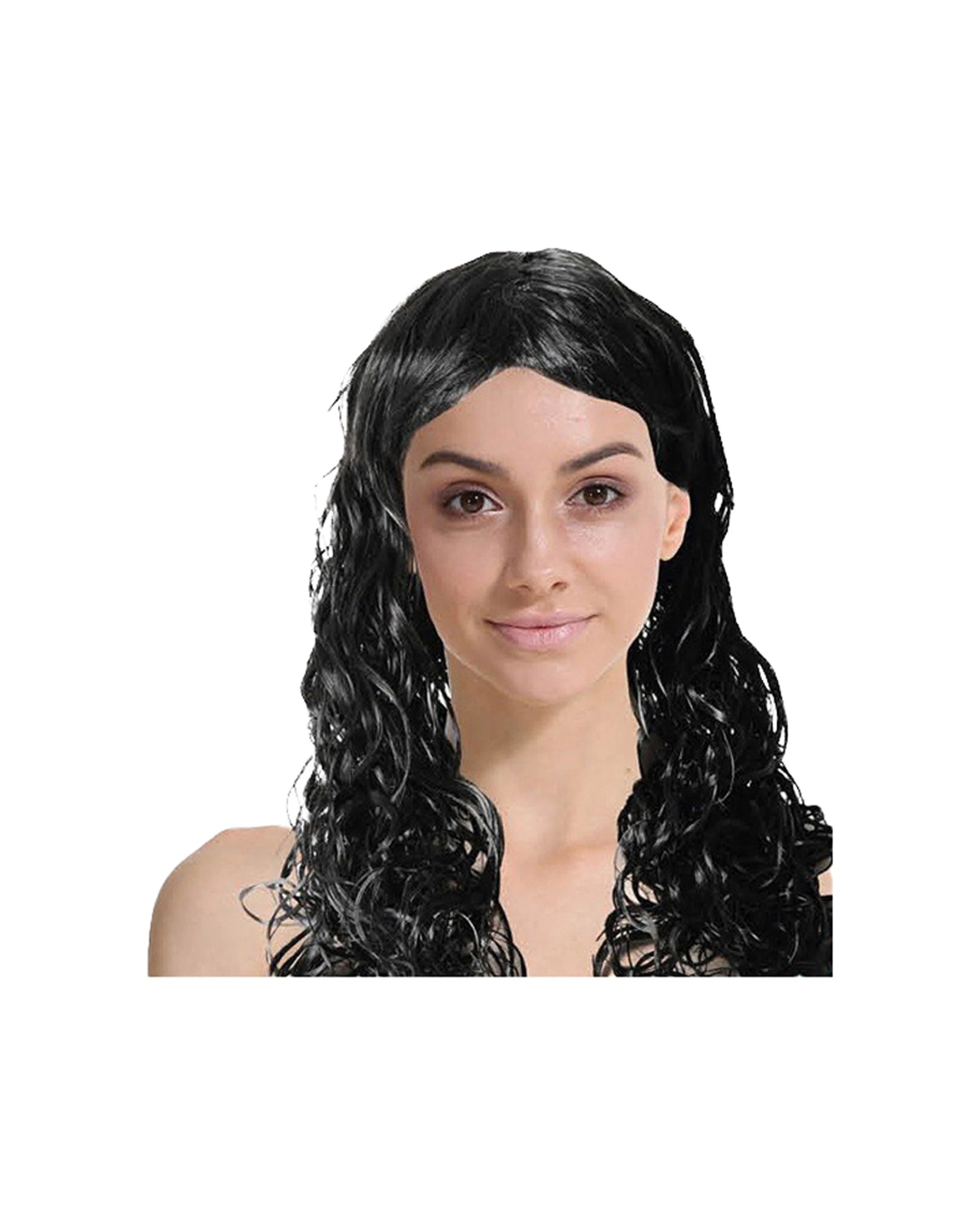 1 JD Party Wet Look Curly Wig Synthetic Costume Accessory Defined Curl - Black, 1 of 1