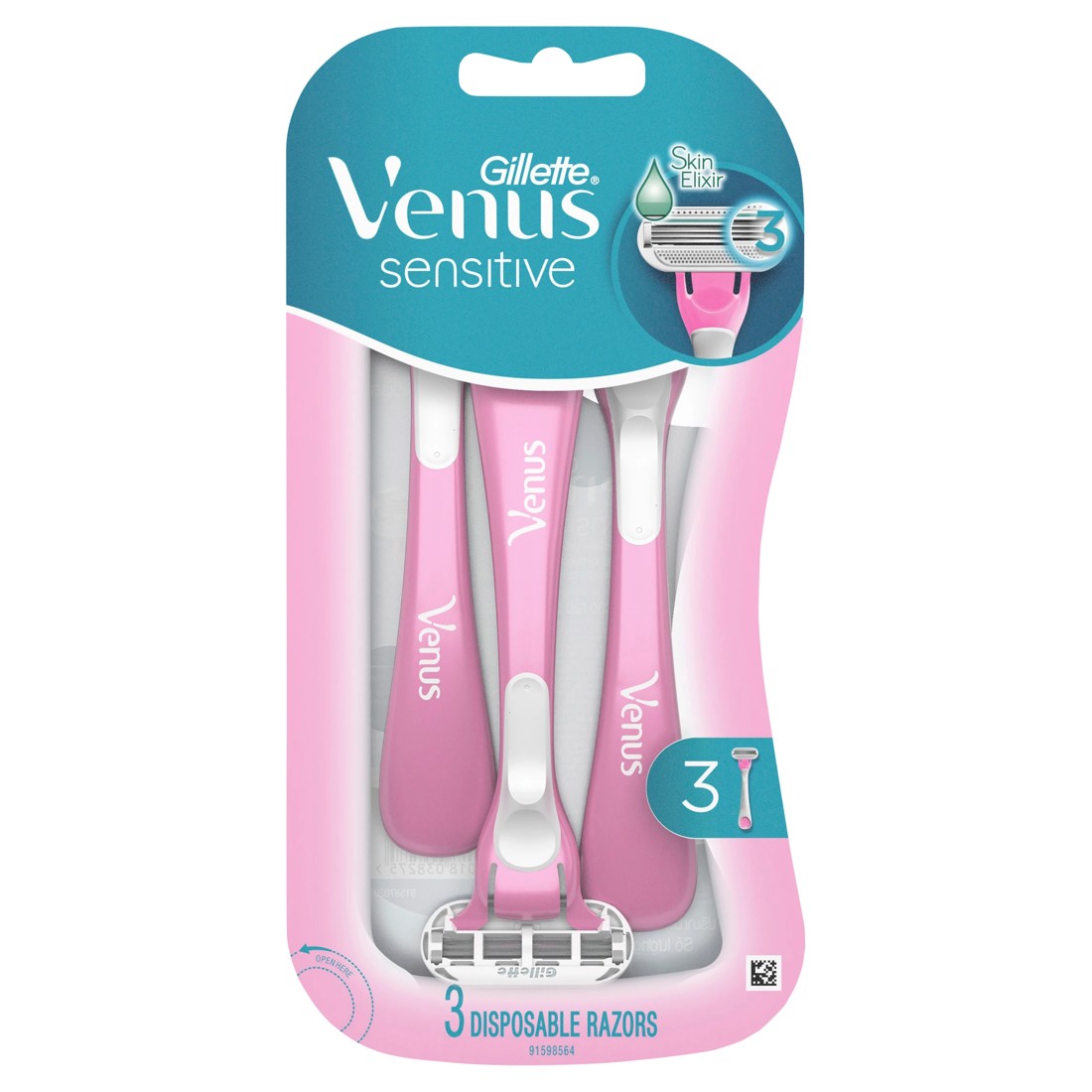 1 Gillette 3 Pack Venus Sensitive Disposable Razors, 1 of 8