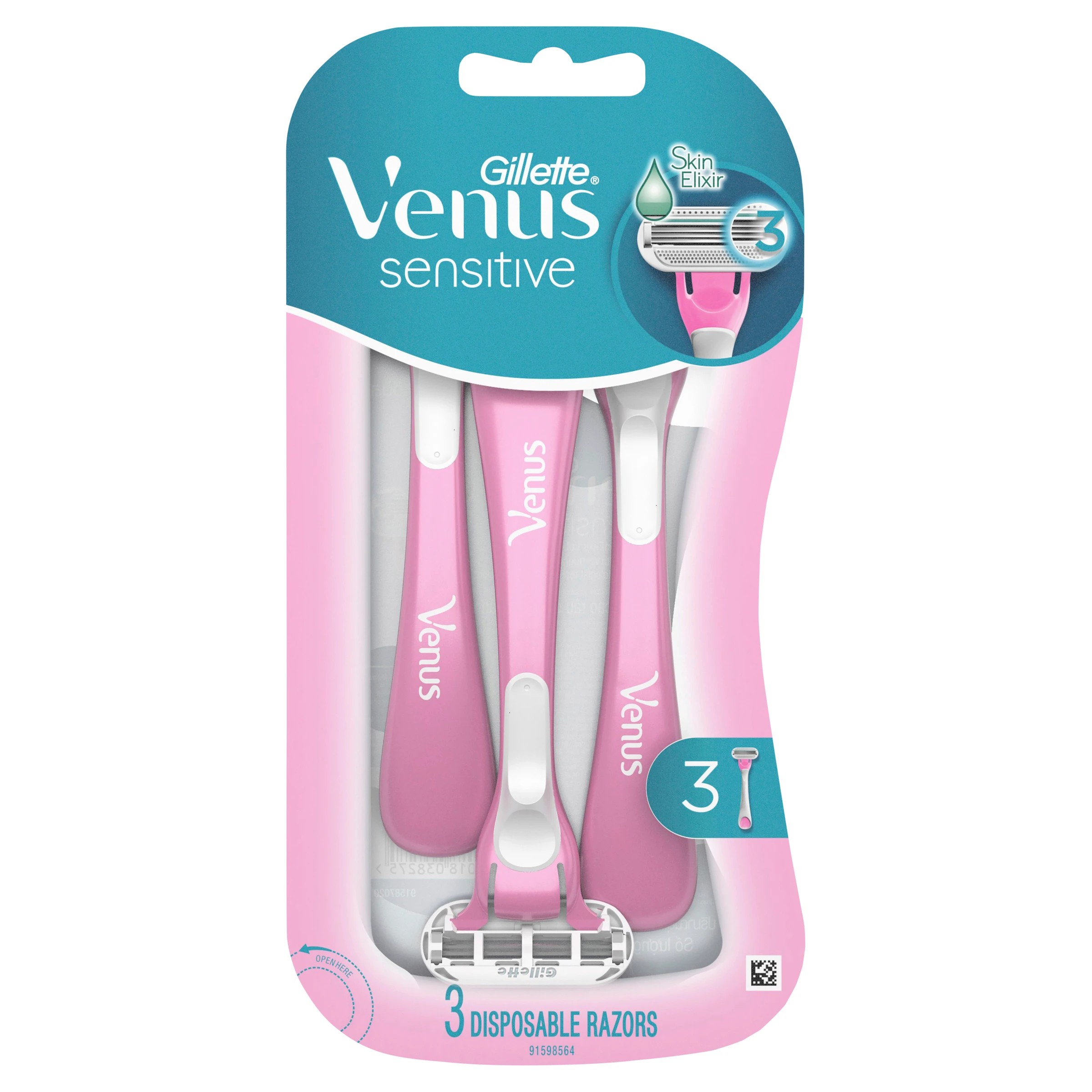 1 Gillette 3 Pack Venus Sensitive Disposable Razors, 1 of 8