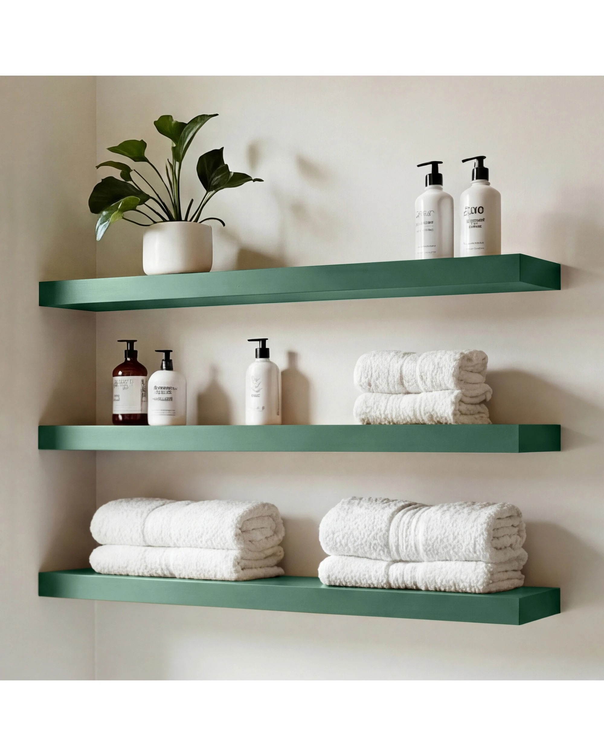 10 Takara Seiso Floating Wall Shelves Display Rack (Set of 3) Large 90cm - Green, 10 of 10