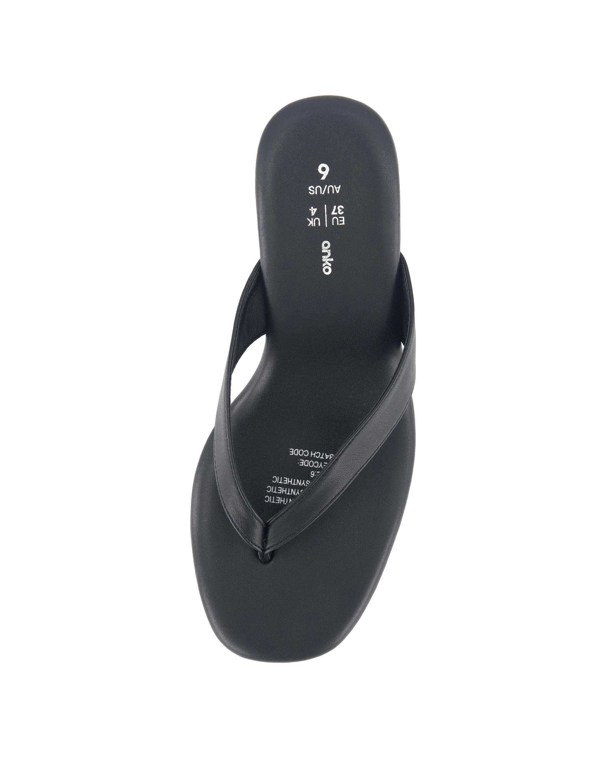 3 Toe Post Wedge Heels Black, 3 of 5