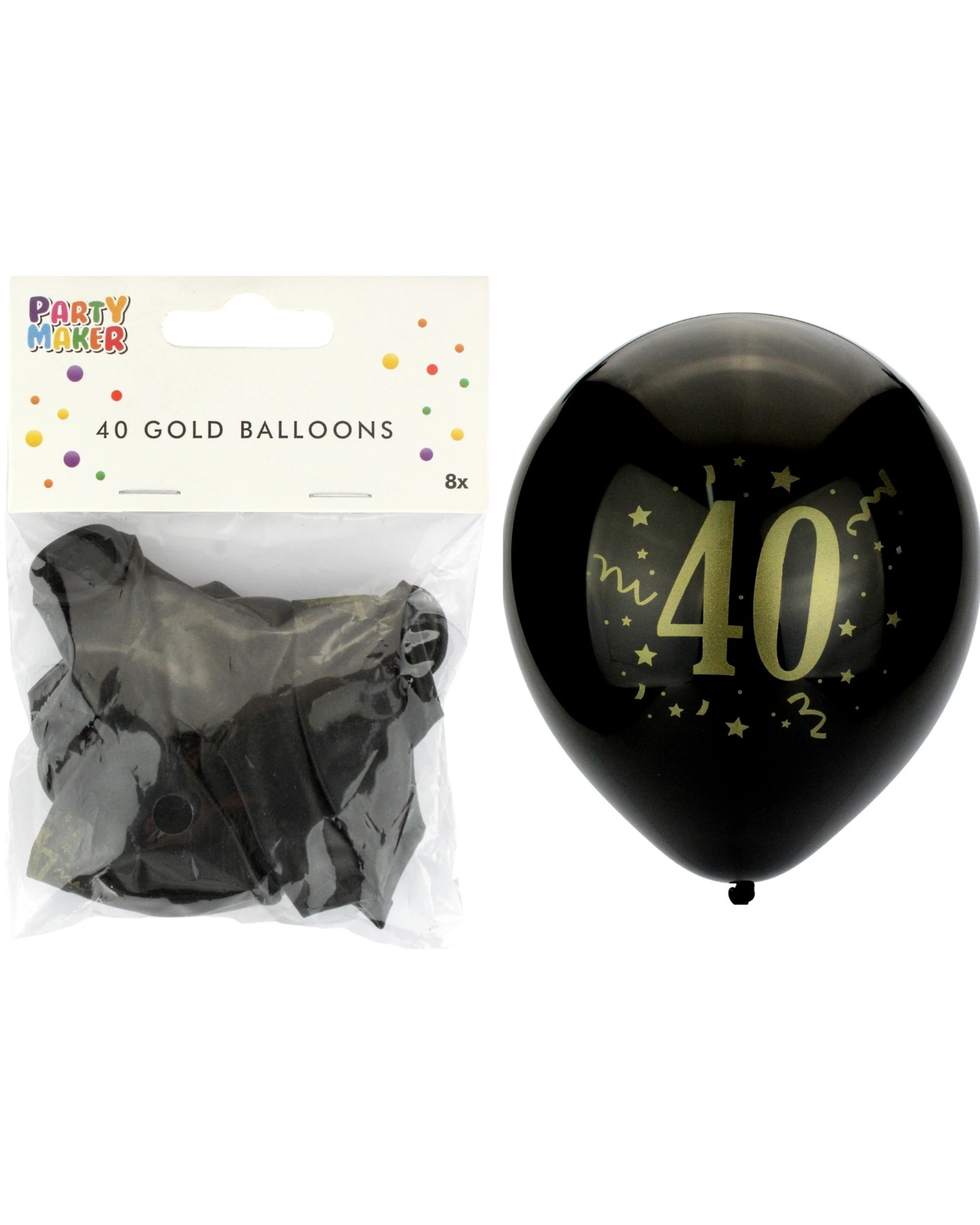2 Party Maker 40th Birthday Balloons Pack of 8 - Black, 2 of 2