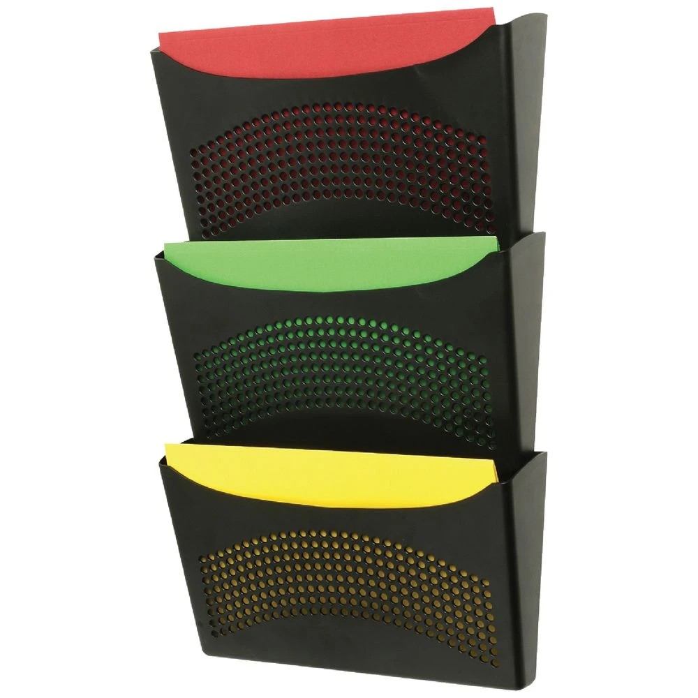 1 Marbig Enviro 3 Compartment Wall Pocket Black, 1 of 1