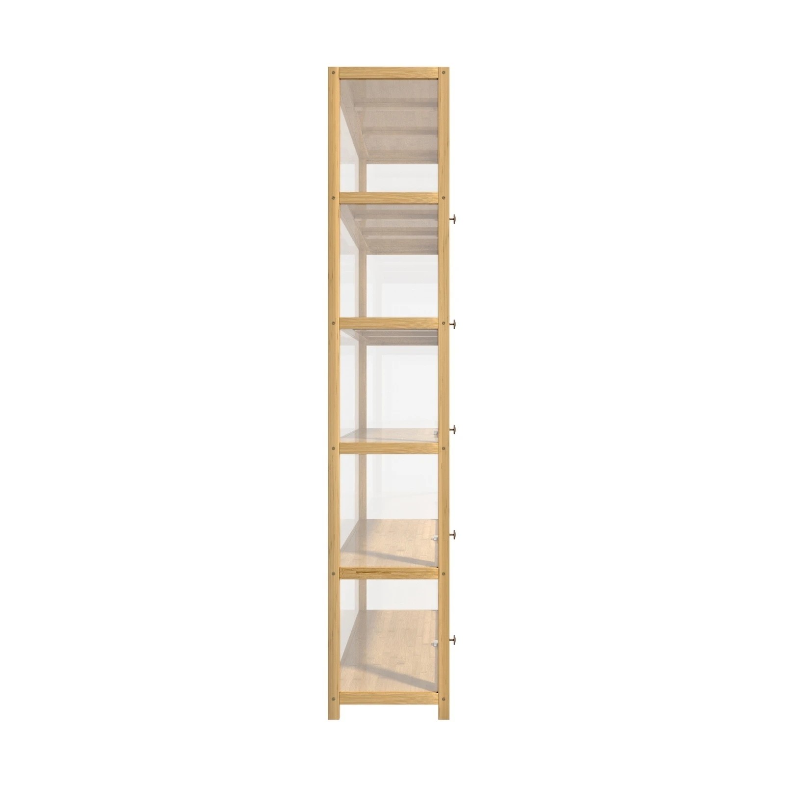 6 Oikiture Display Cabinet Storage 5-tier Shelves Clear Bookcase Stand Rack
 - Natural, 6 of 9