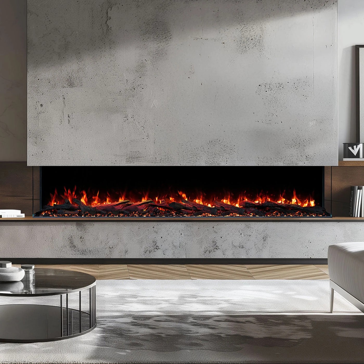 1 Moda Living Devon 3-Sided 78 inch Extra Deep Electric Fireplace - Black, 1 of 6