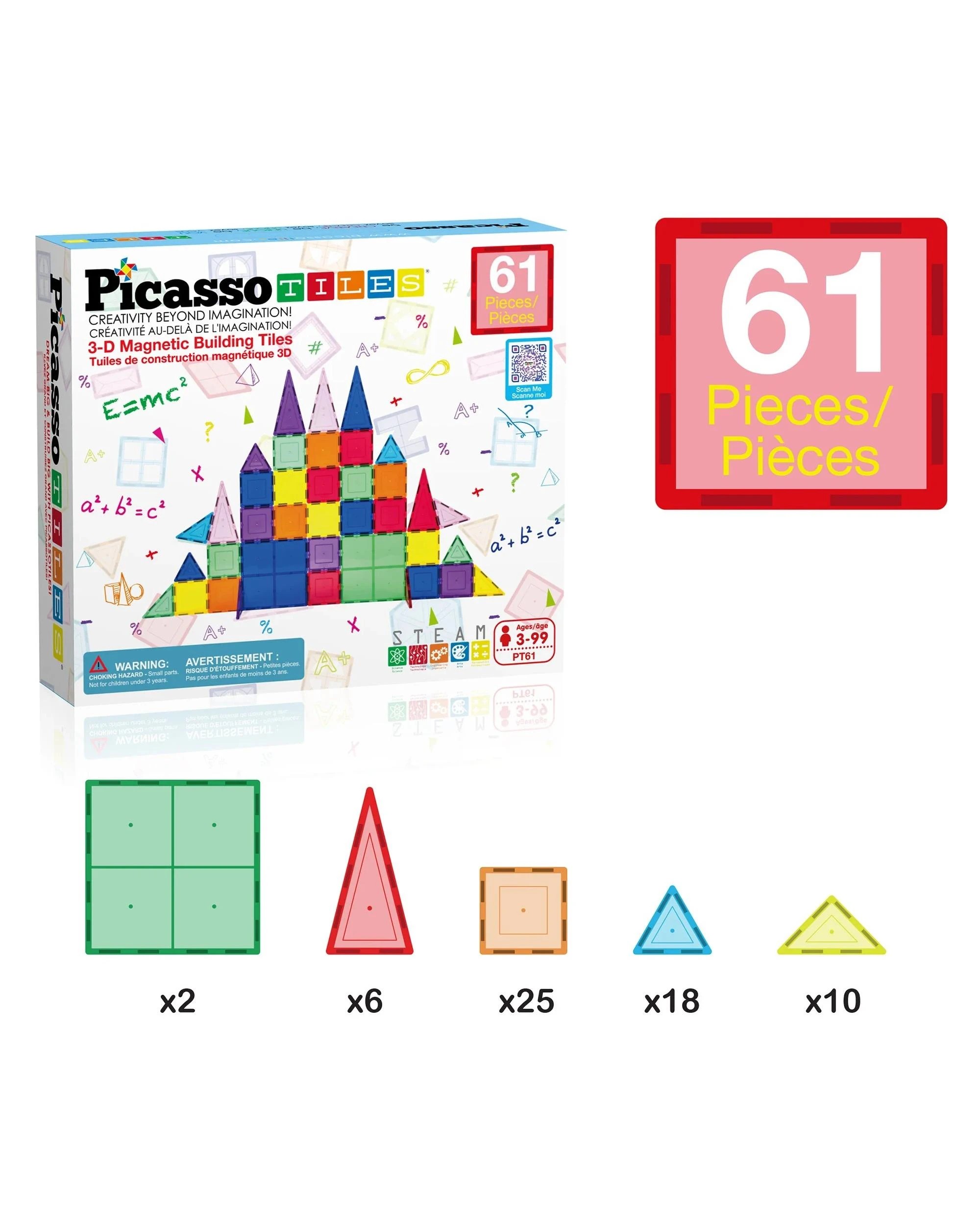 3 PicassoTiles Magnetic Tile Classic Building Set 61 Pieces, 3 of 9