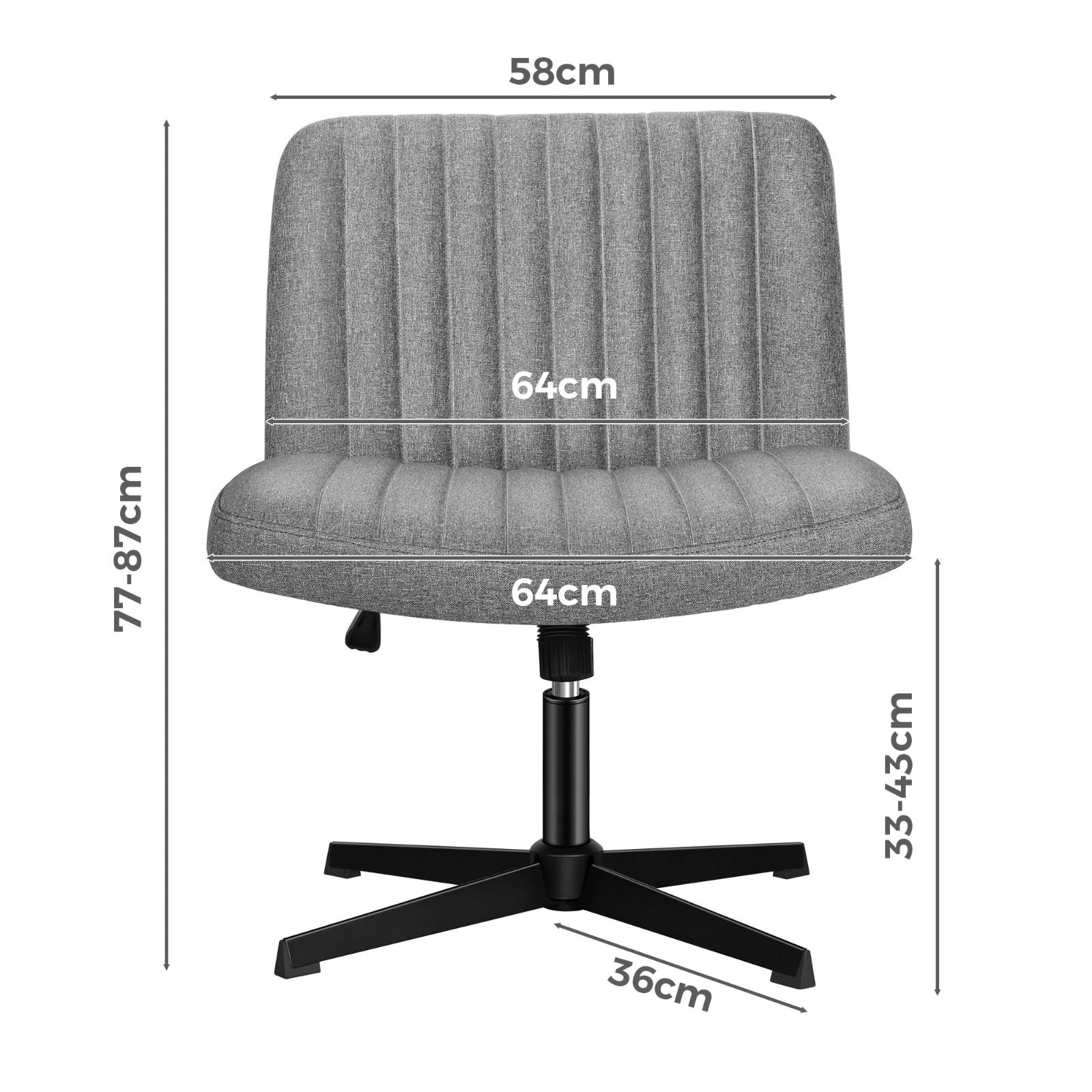 4 Alfordson Office Chair Computer Executive Seat Work Ottoman Fabric - Grey, 4 of 10