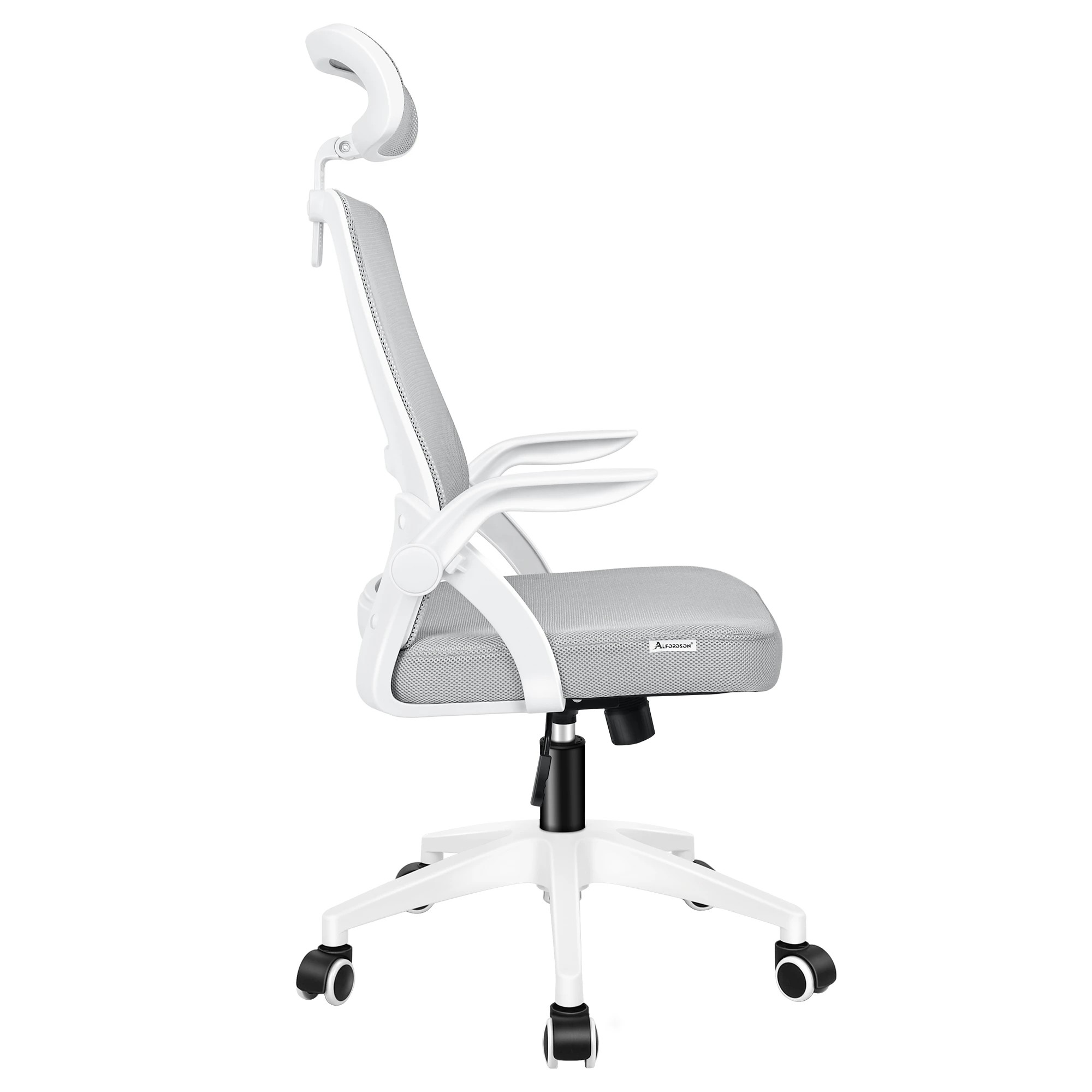 4 Alfordson Mesh Office Chair Executive Seat Tilt Fabric Gaming Racing Computer - White Grey, 4 of 10