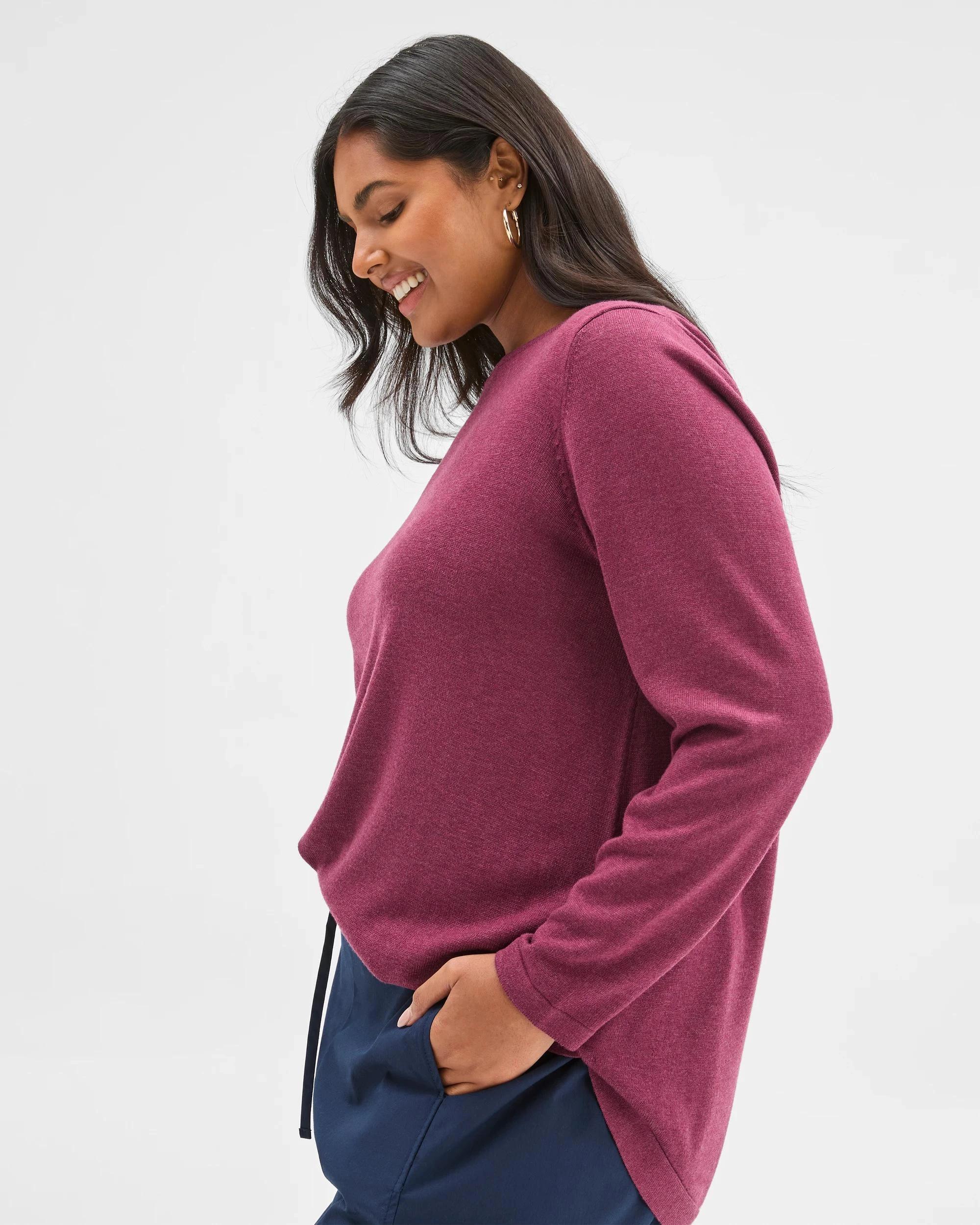 4 Target Curve Plus Size Long Sleeve Curve Hem Rib Jumper CRUSHED VIOLET MARLE, 4 of 6