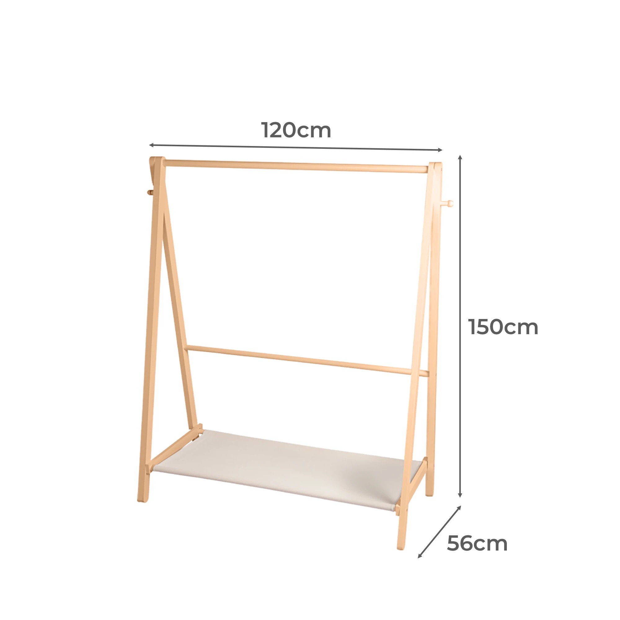 3 Levede Clothes Rack Wooden Wardrobe Garment Coat Hanging Rail Shoe Storage 120cm, 3 of 6