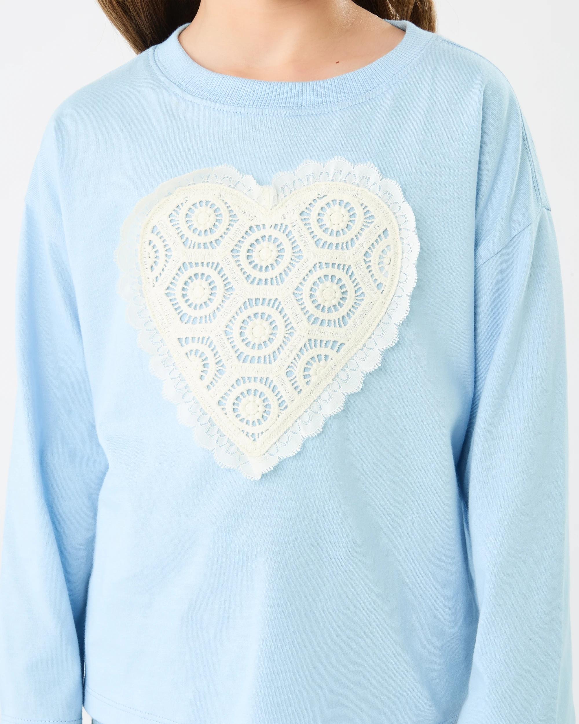 4 Long Sleeve Oversized T-shirt Blu Heart, 4 of 6