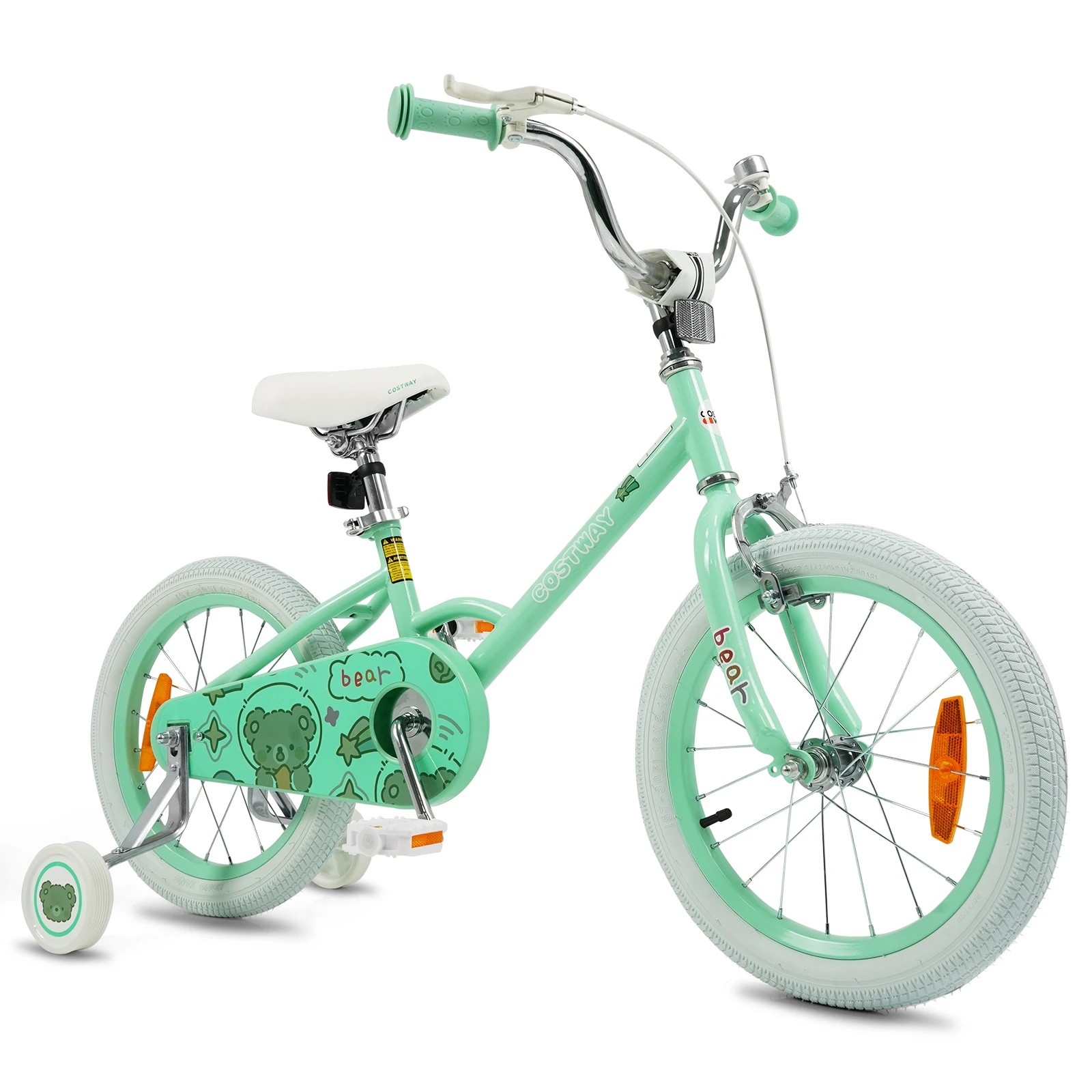 1 Costway 40cm Kids Bike Balance Bicycle Dual Brake w/Adjustable Seat Training Wheels, 1 of 3