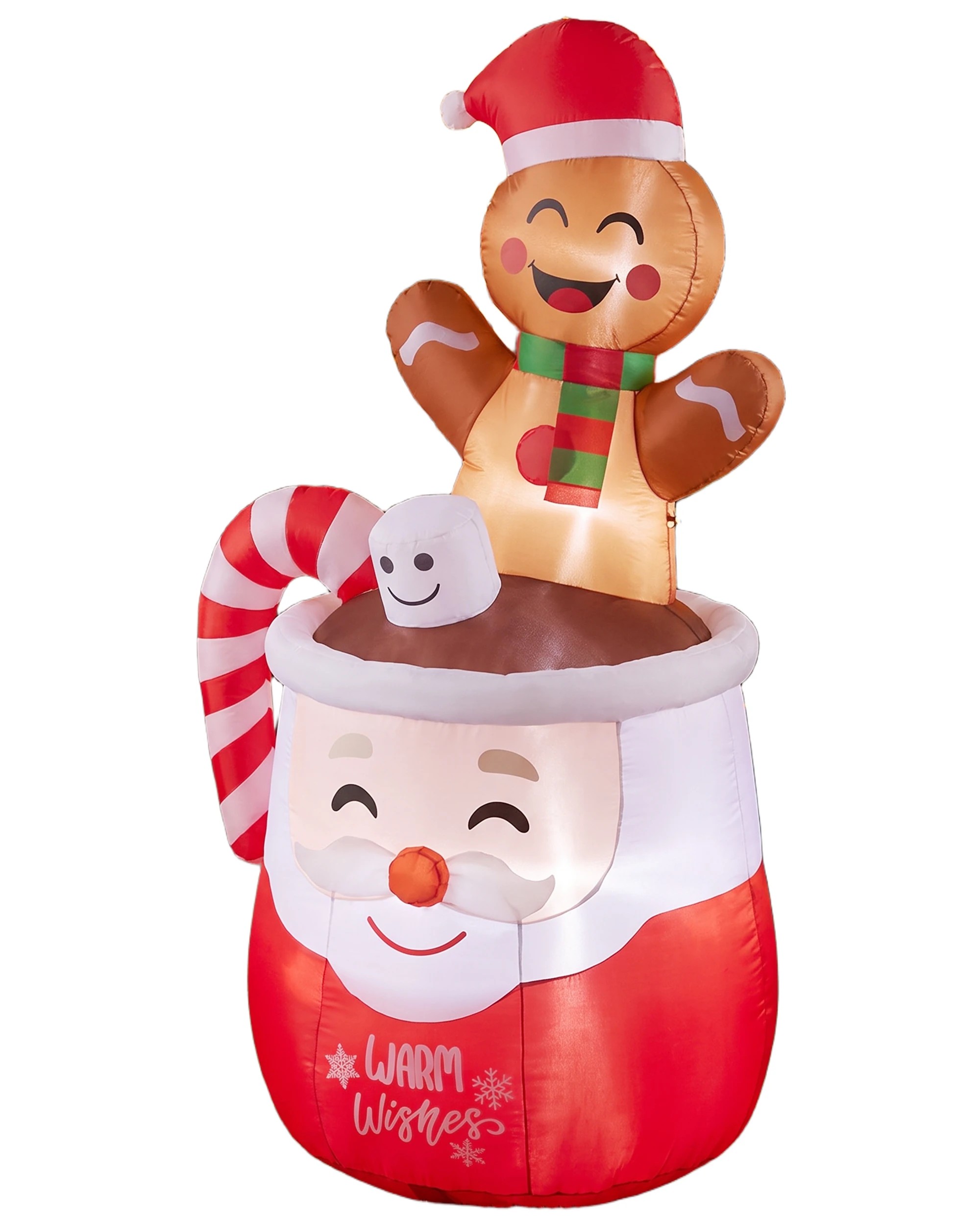 ZUNI Christmas Inflatable 1.8M Gingerbread Man in Hot Cocoa Mug LED ...
