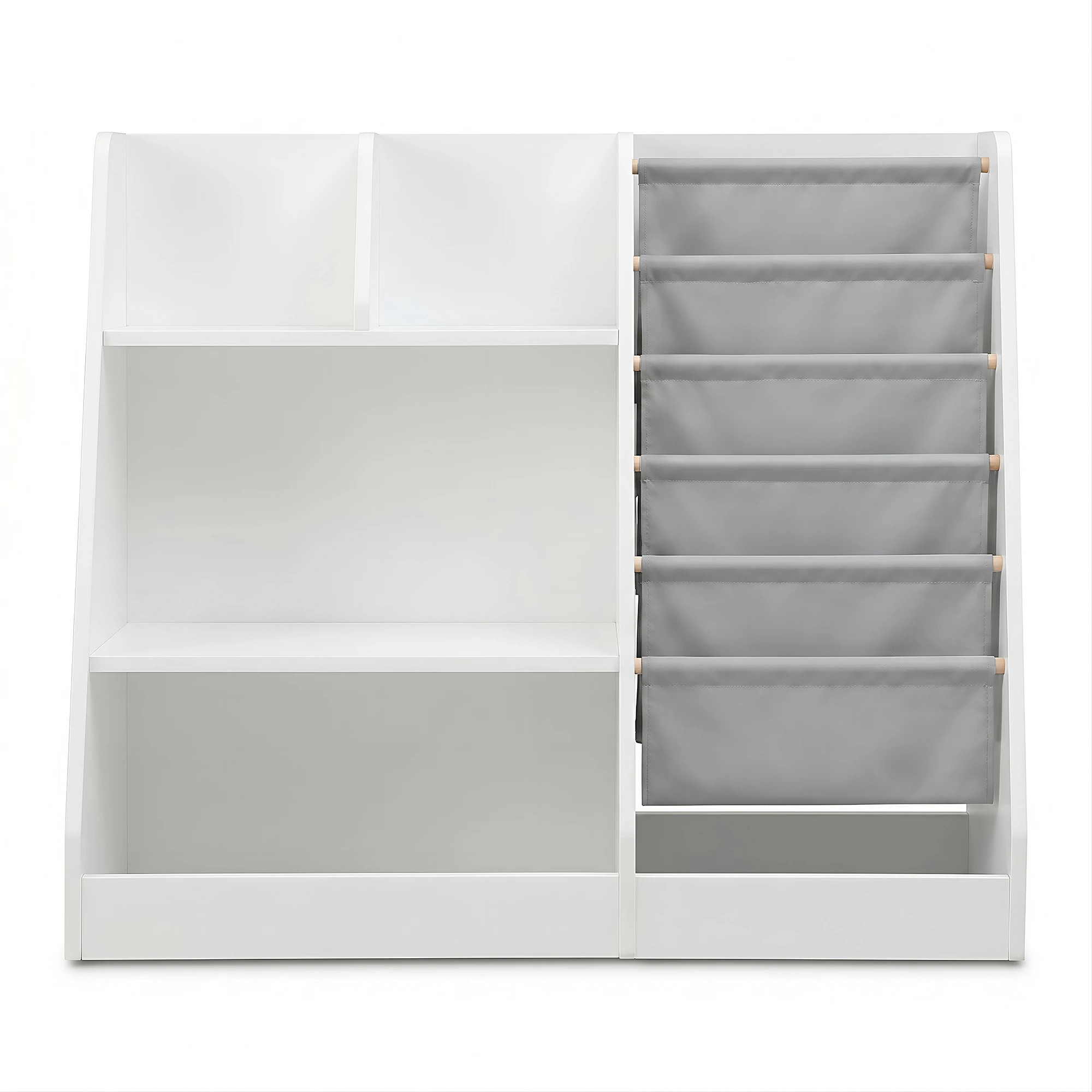 3 Keezi Kids Bookshelf Wood Bookcase Toddler Toys Storage Rack Display Shelves - White, 3 of 8