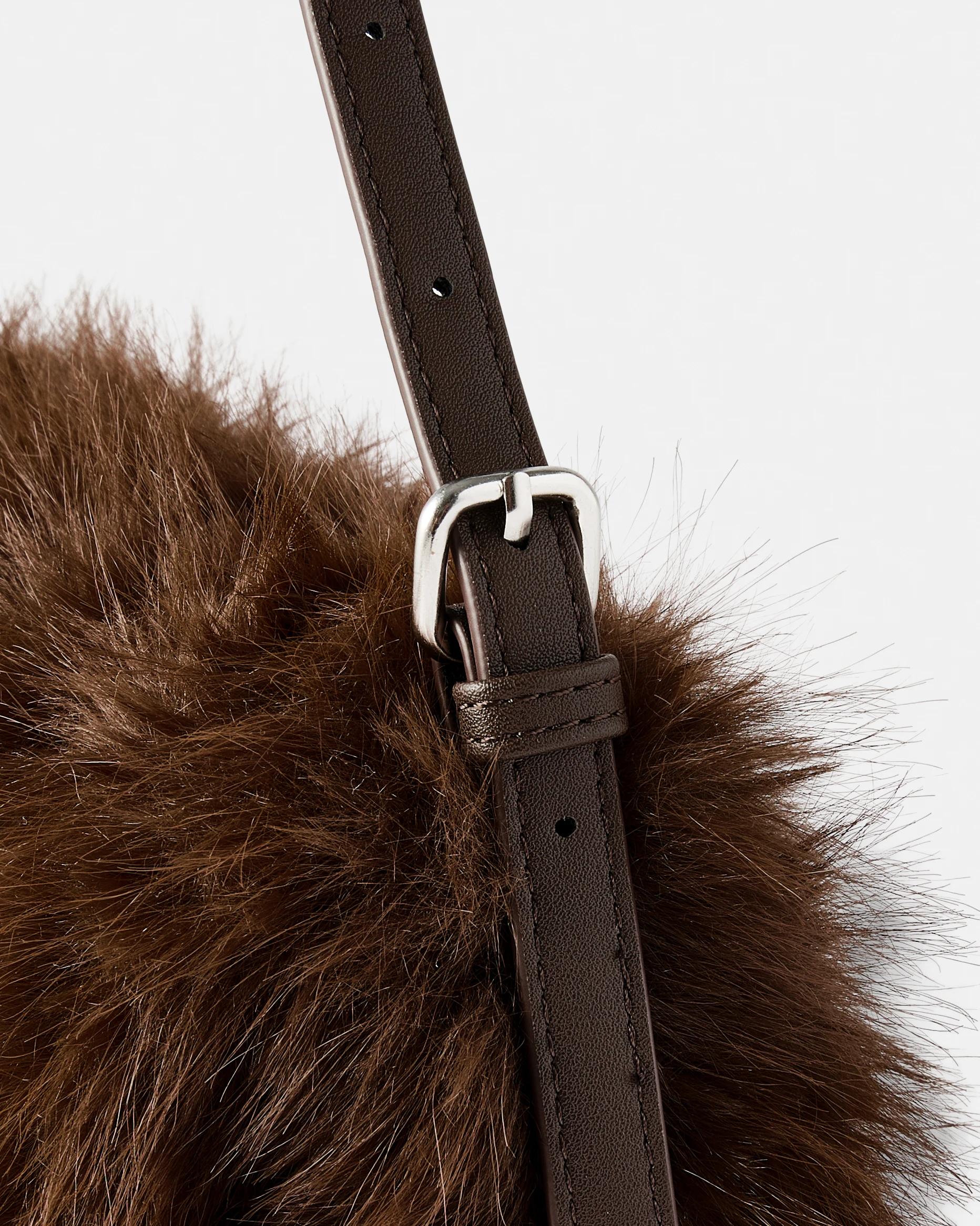 4 Faux Fur Shoulder Bag Chocolate, 4 of 9