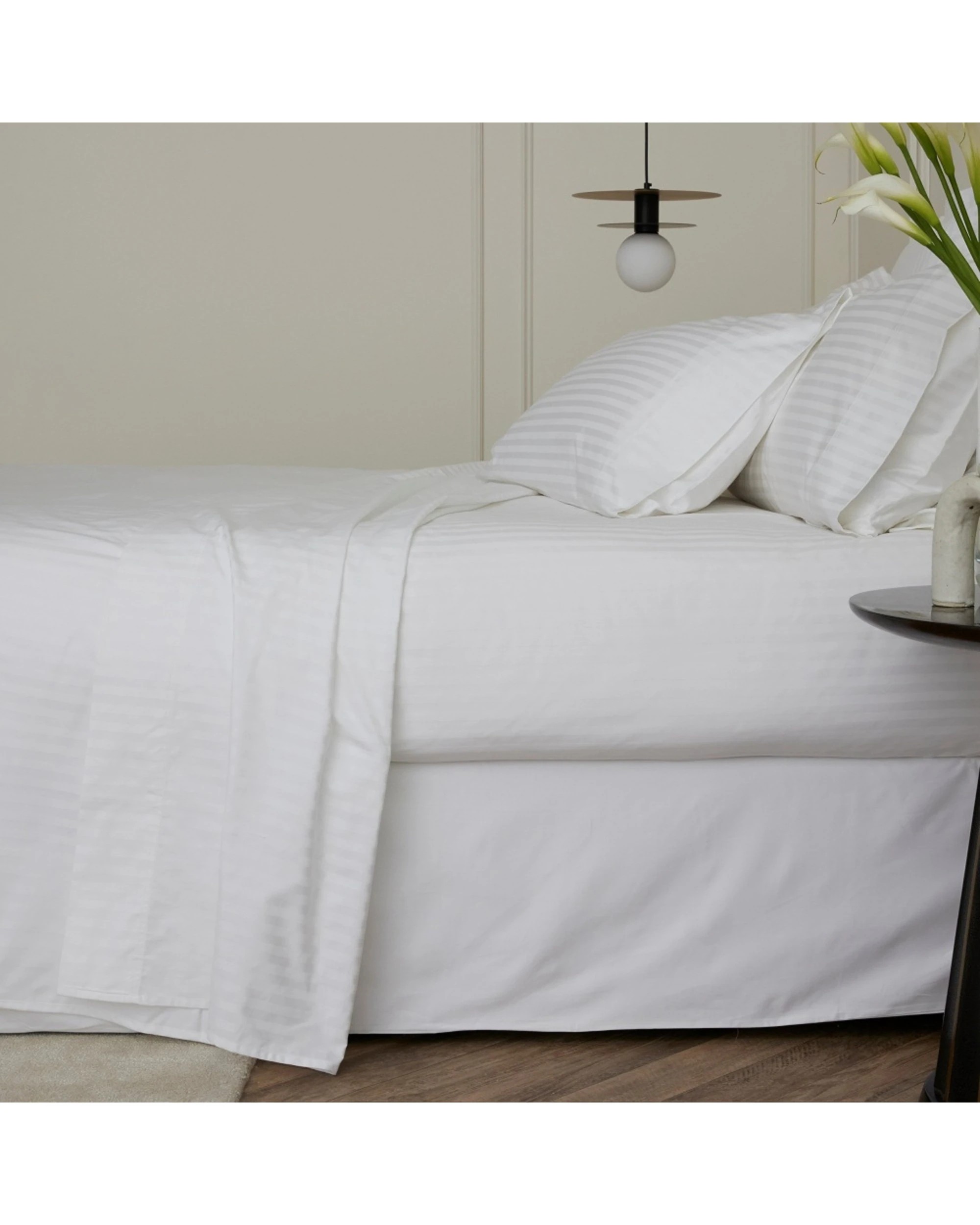 1 Bedding co Sheet Set 1200TC Egyptian Cotton Stripe - Single Bed - White, 1 of 5