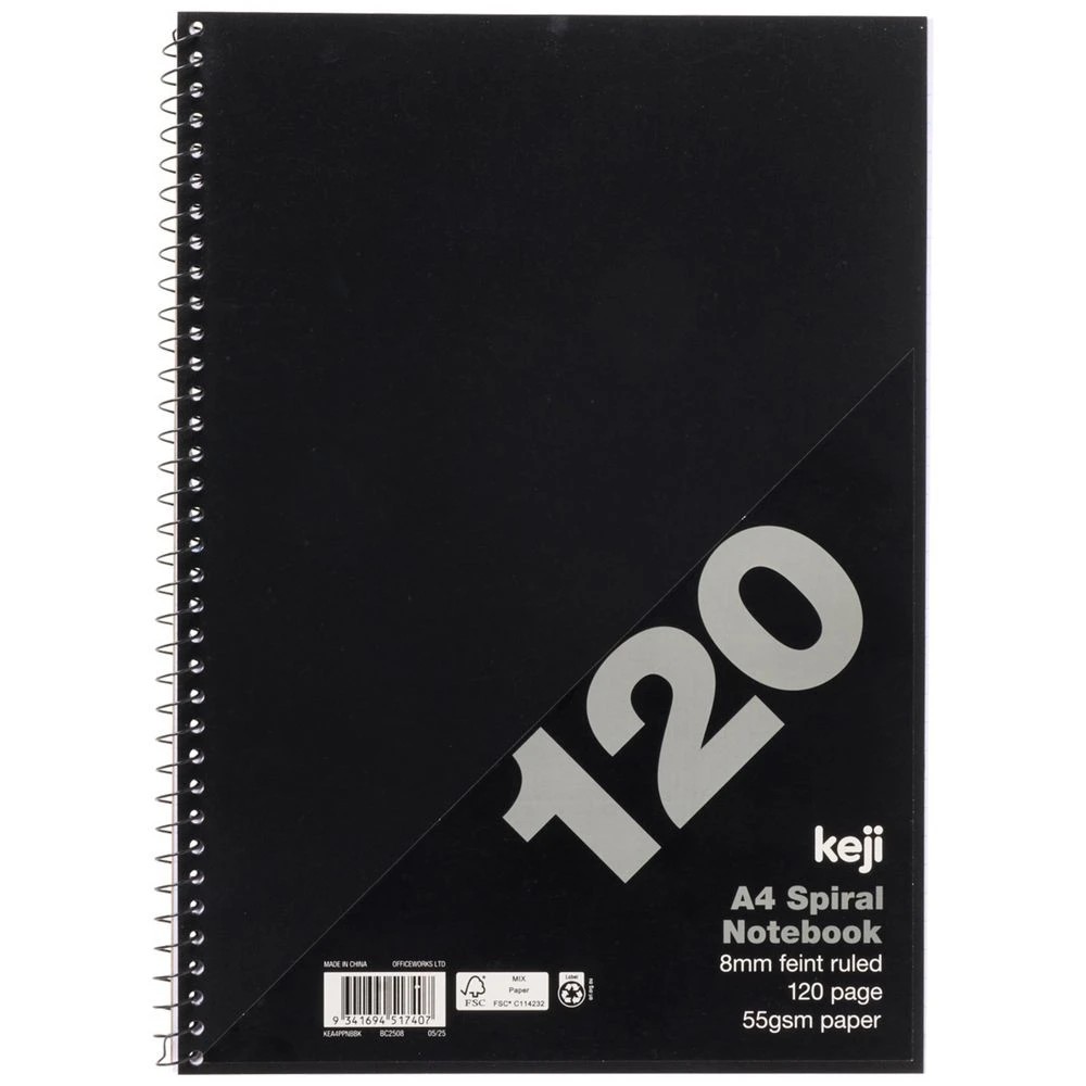 1 Keji A4 PP Notebook 120 Page Black, 1 of 3