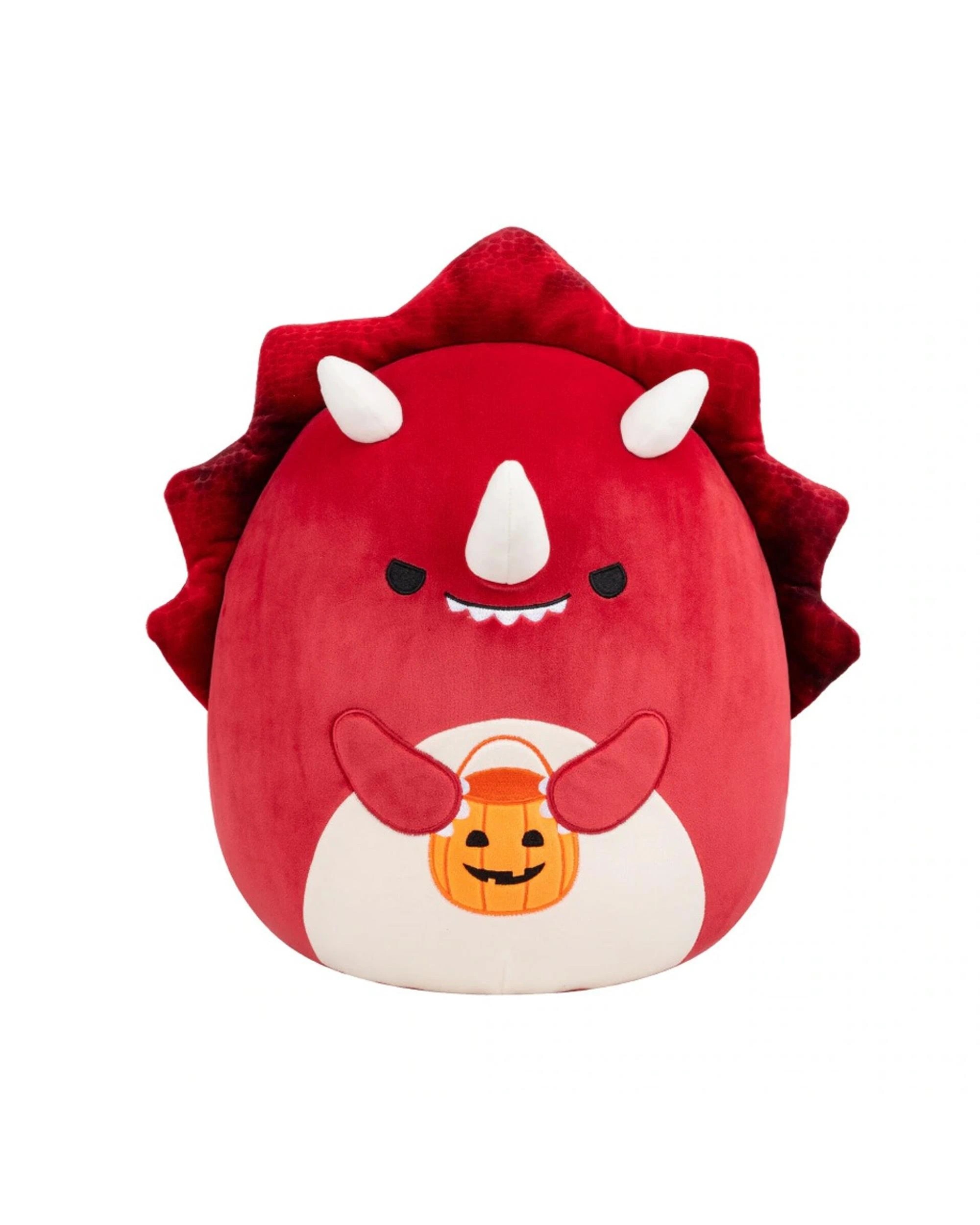 1 Squishmallows Halloween Tristan the Red Triceratops with Trick or Treat Pail 7.5 inch Plush, 1 of 2