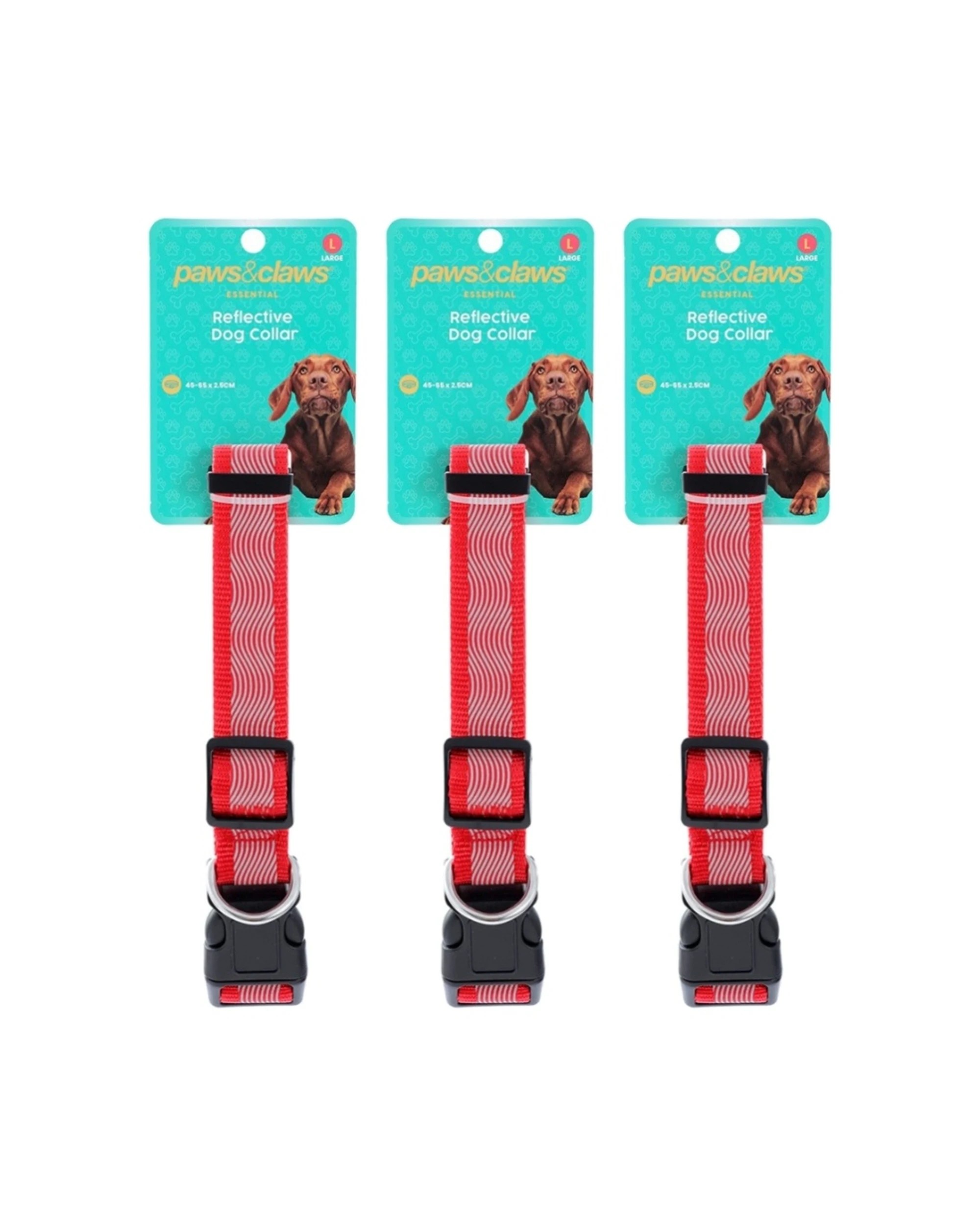 1 Paws & Claws 3PK Reflective Pet Dog Collar Large 45-65cmx2.5cm - Assorted, 1 of 7
