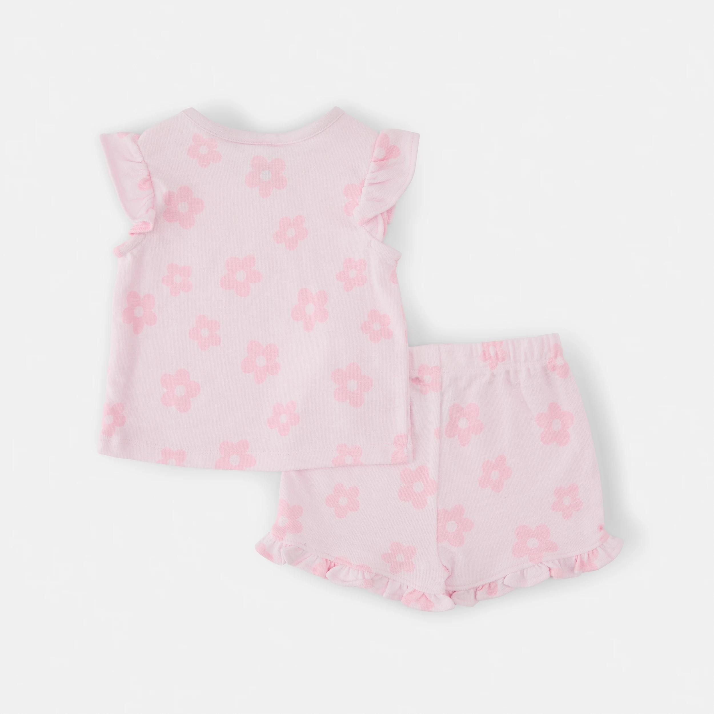 2 Short Sleeve Frill Slub Set PINK FLORAL, 2 of 6