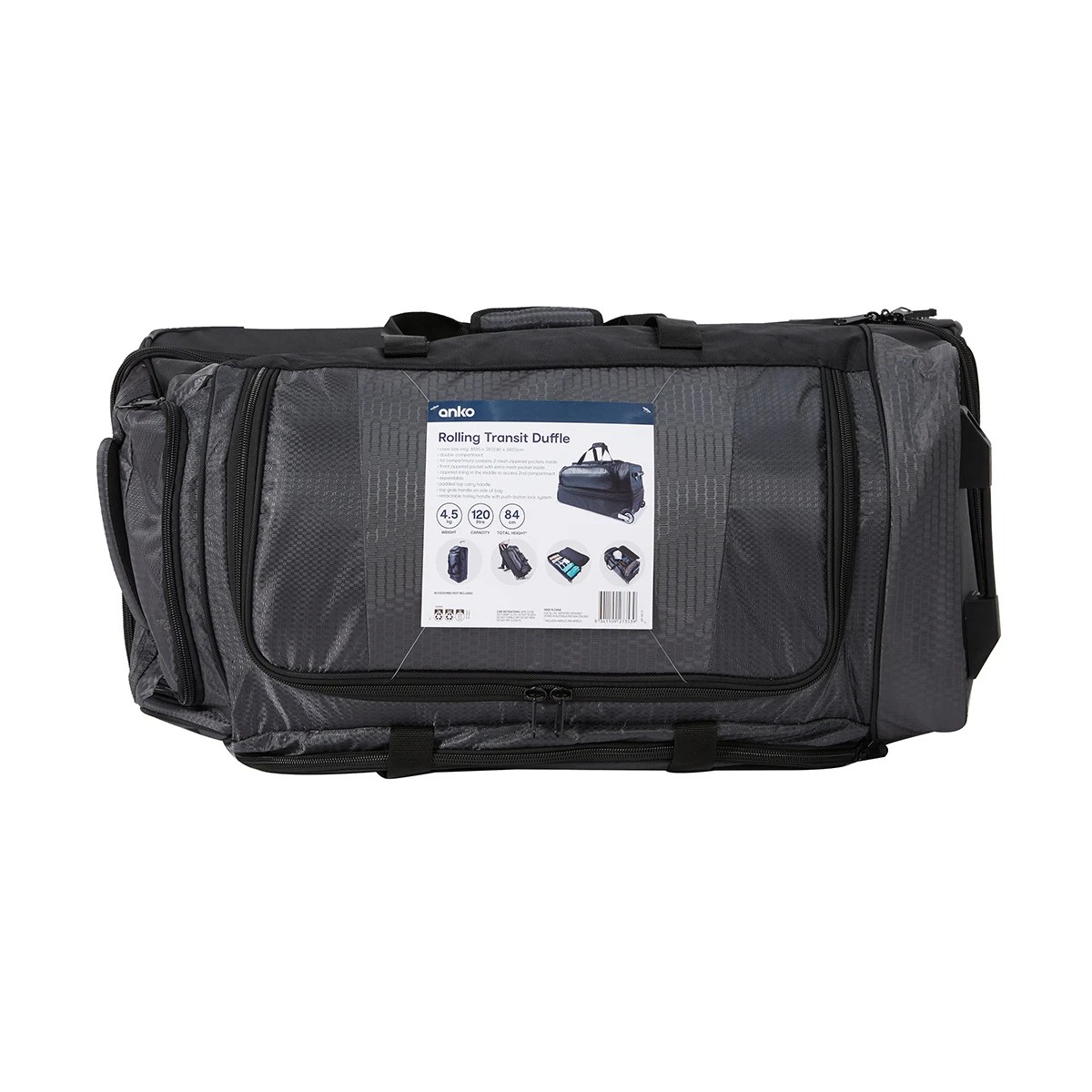 10 120L Rolling Transit Duffle Bag - Black, 10 of 10