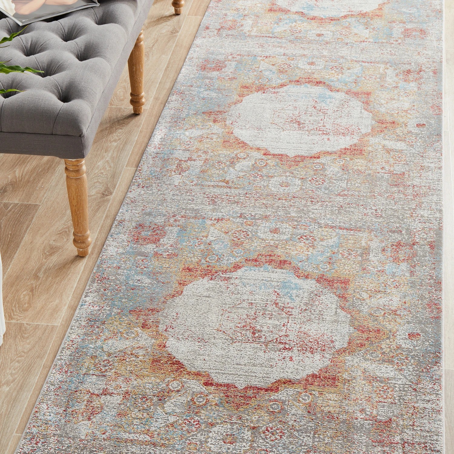 1 Common Ground Rugs Glimmers 103 300x80cm Runner - Medium Bamboo Silk Rug - Terra - Brown, 1 of 9