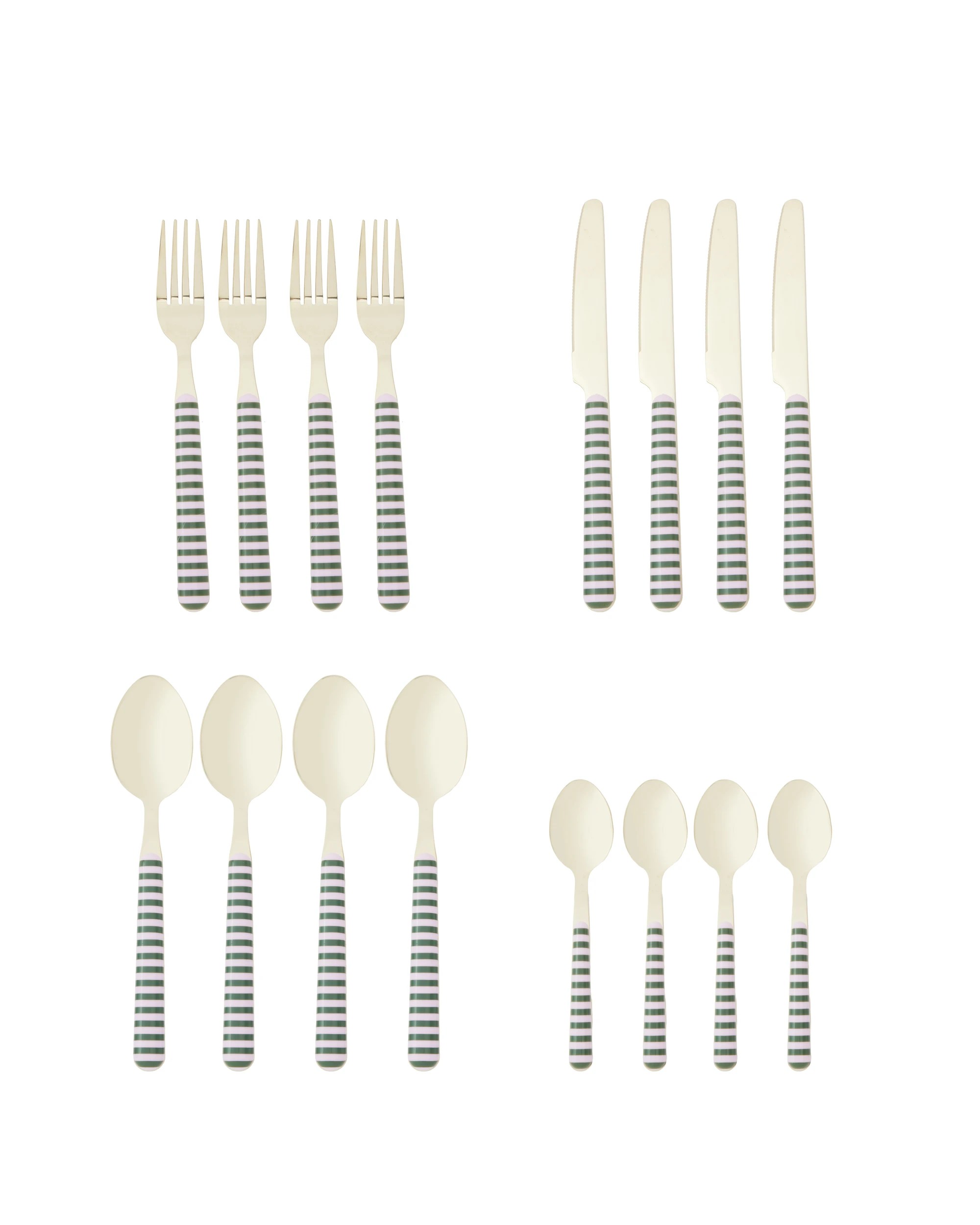 4 16 Piece Green and Pink Cutlery Set, 4 of 5