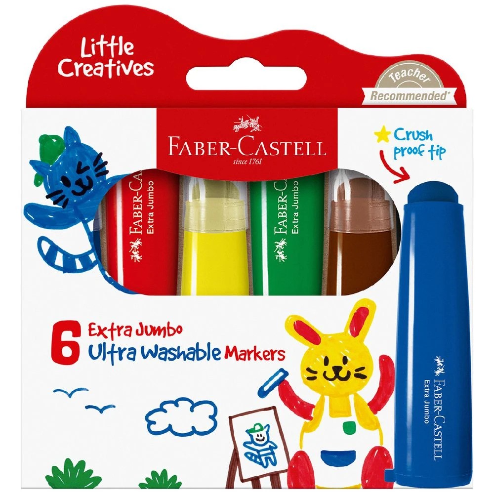 1 Faber-Castell LC Extra Jumbo Ultra Washable Markers 6 Pack, 1 of 10
