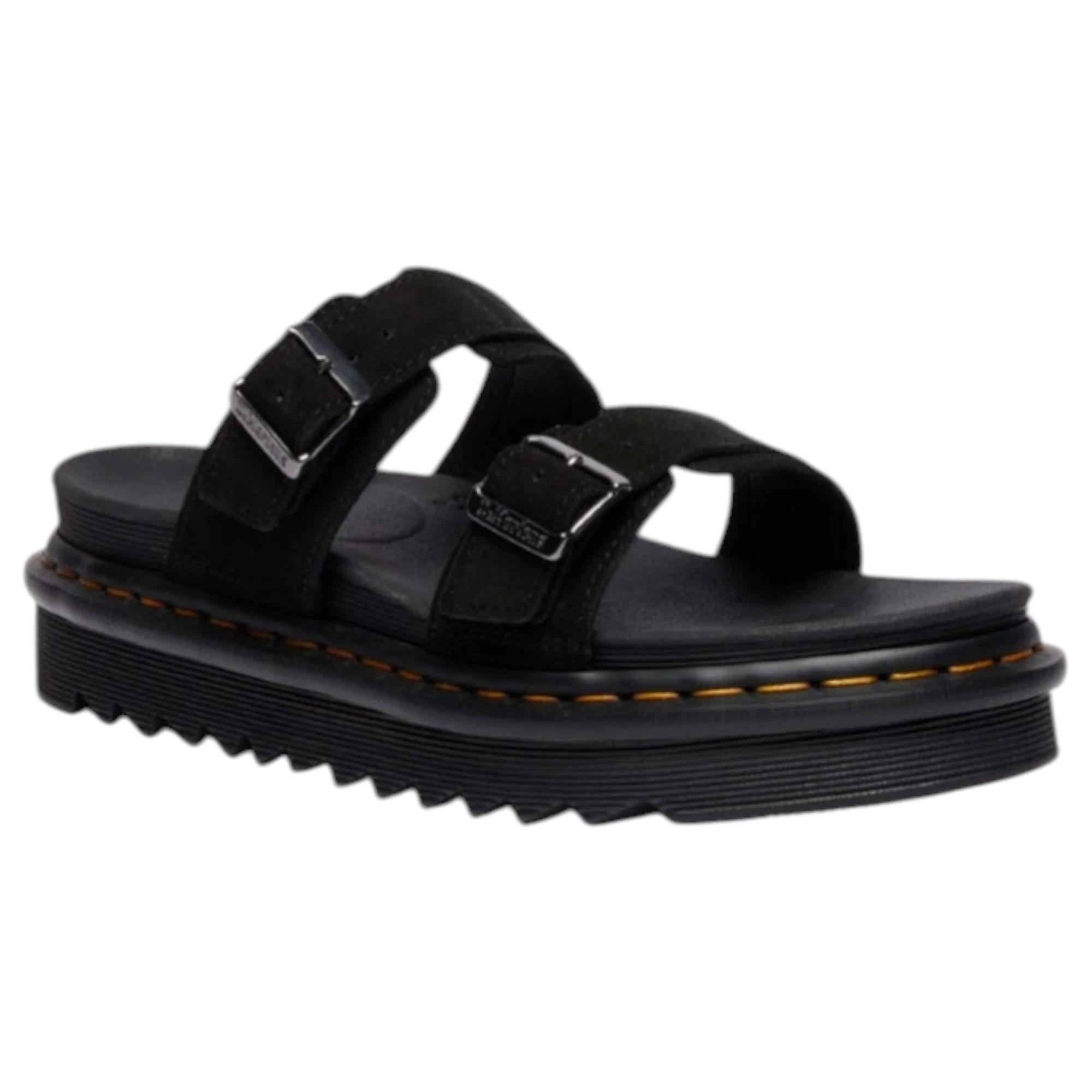 1 Dr. Martens Mens Myles Long Napped Suede Sandals Shoes BLACK, 1 of 7