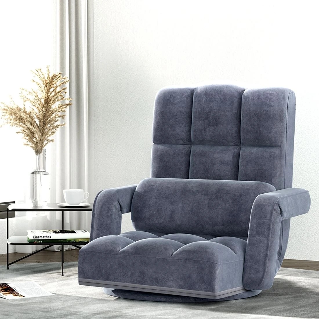 3 Artiss Floor Chair Lounge Sofa Swivel Charcoal - Grey, 3 of 6