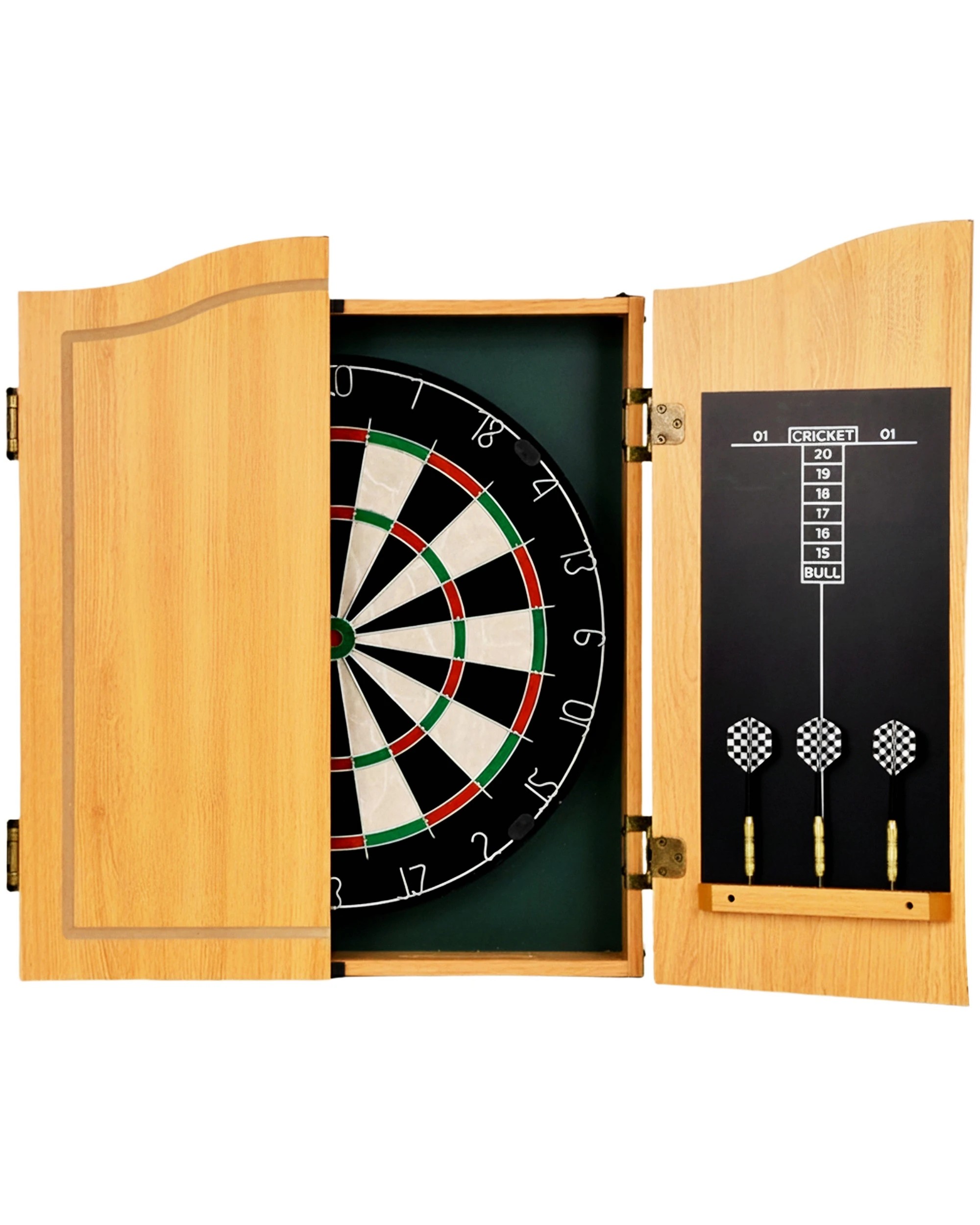 3 Advwin 18" Dartboard Cabinet Set with Chalk Scoreboard & Eraser, Includes 6 Steel-Tip Darts, Wall/Door Mountable, 3 of 7