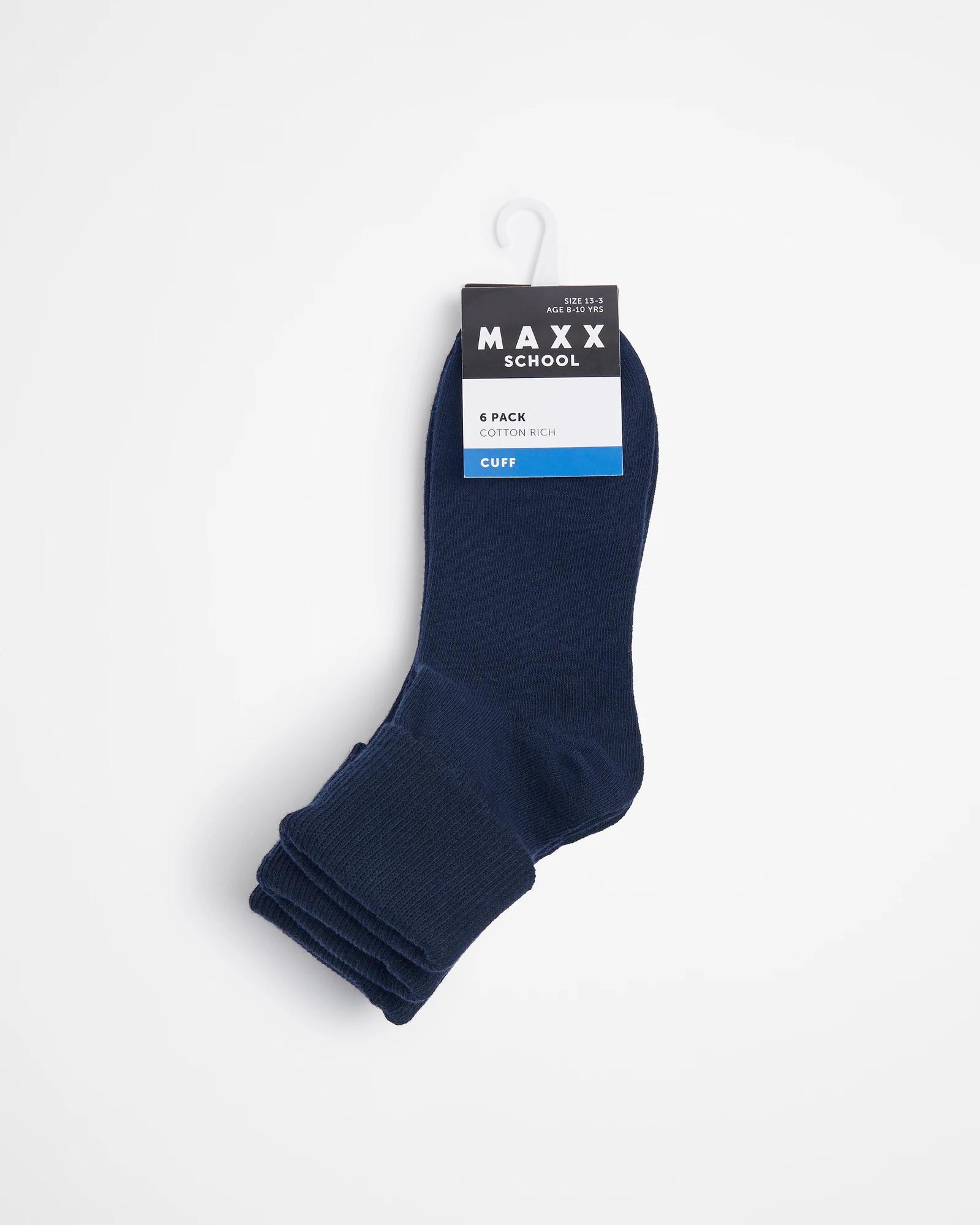 3 Kids Maxx School Cuffed Socks 6 Pack NAVY BLUE, 3 of 3