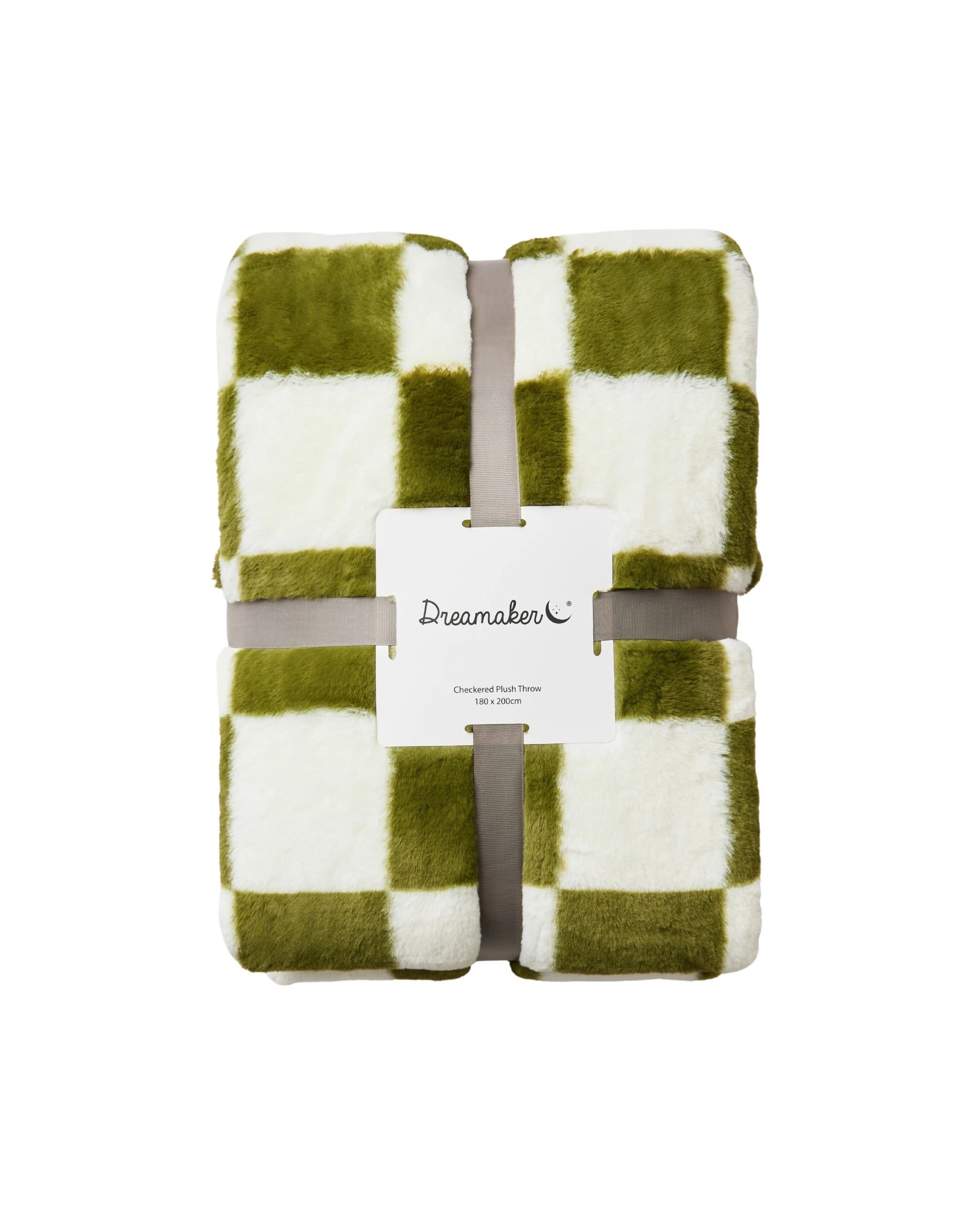 5 Dreamaker Checkered Plush Throw Blanket 180x200cm - Olive and Cream, 5 of 6