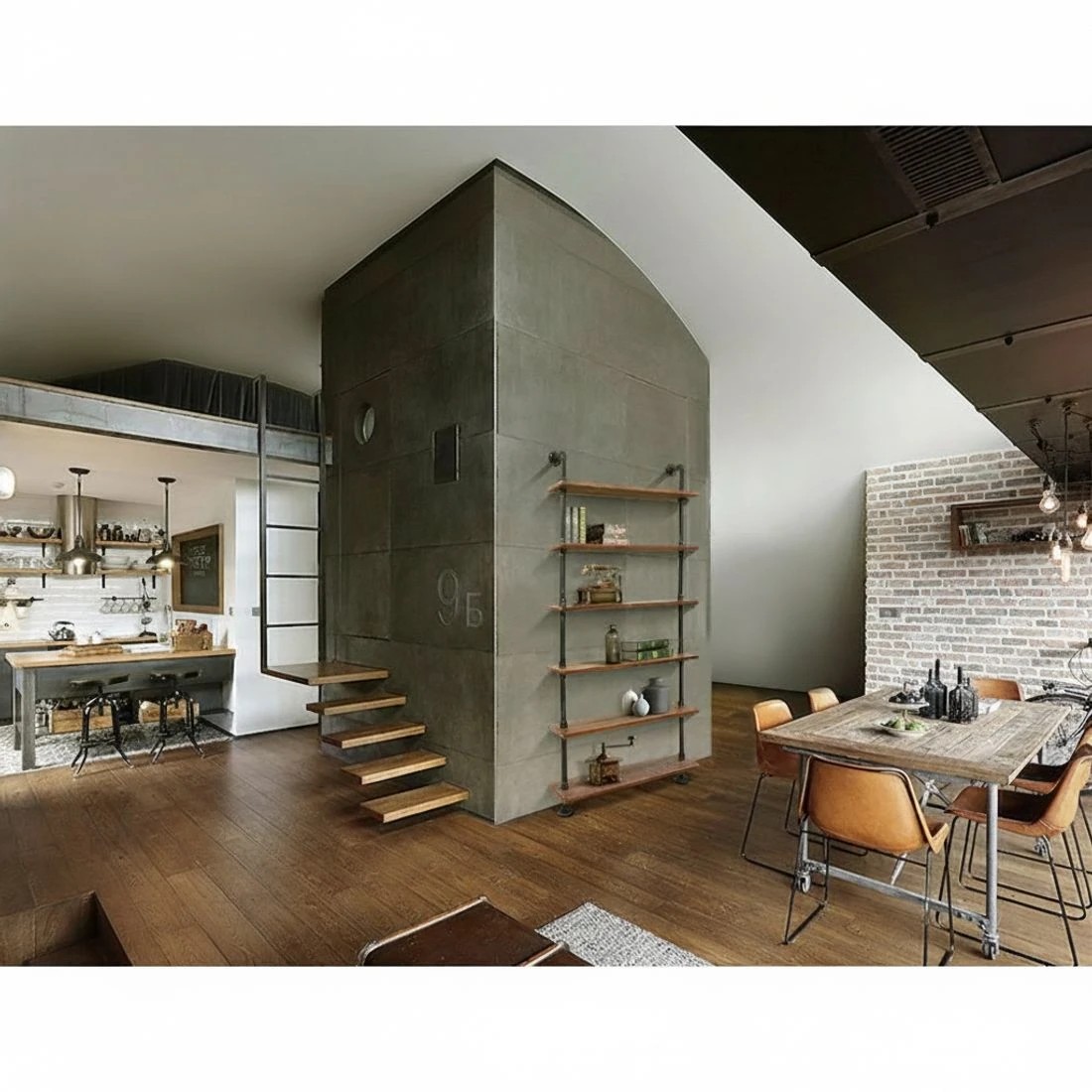 3 Artiss Floating DIY Pipe Shelf 6 Tiers - IRA - Natural, 3 of 5