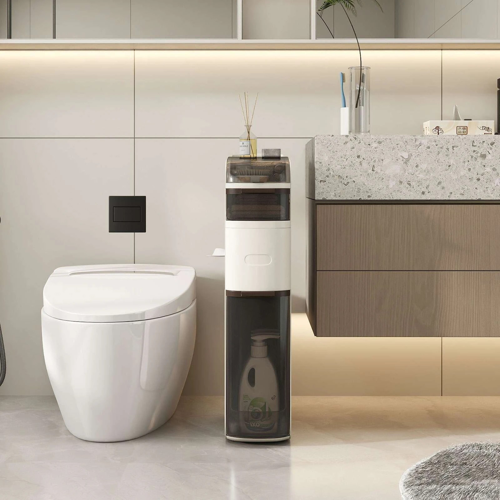 2 Costway 4-Tier Narrow Bathroom Storage Cabinet Toilet Paper Organizer, 2 of 5