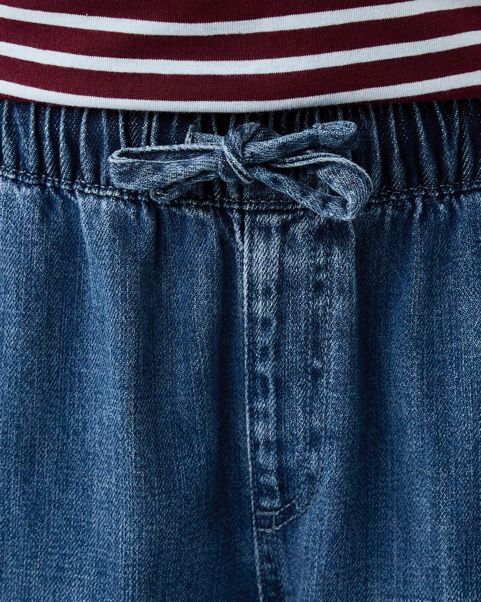 3 Wide Leg Elastic Jeans Dark Wash, 3 of 7