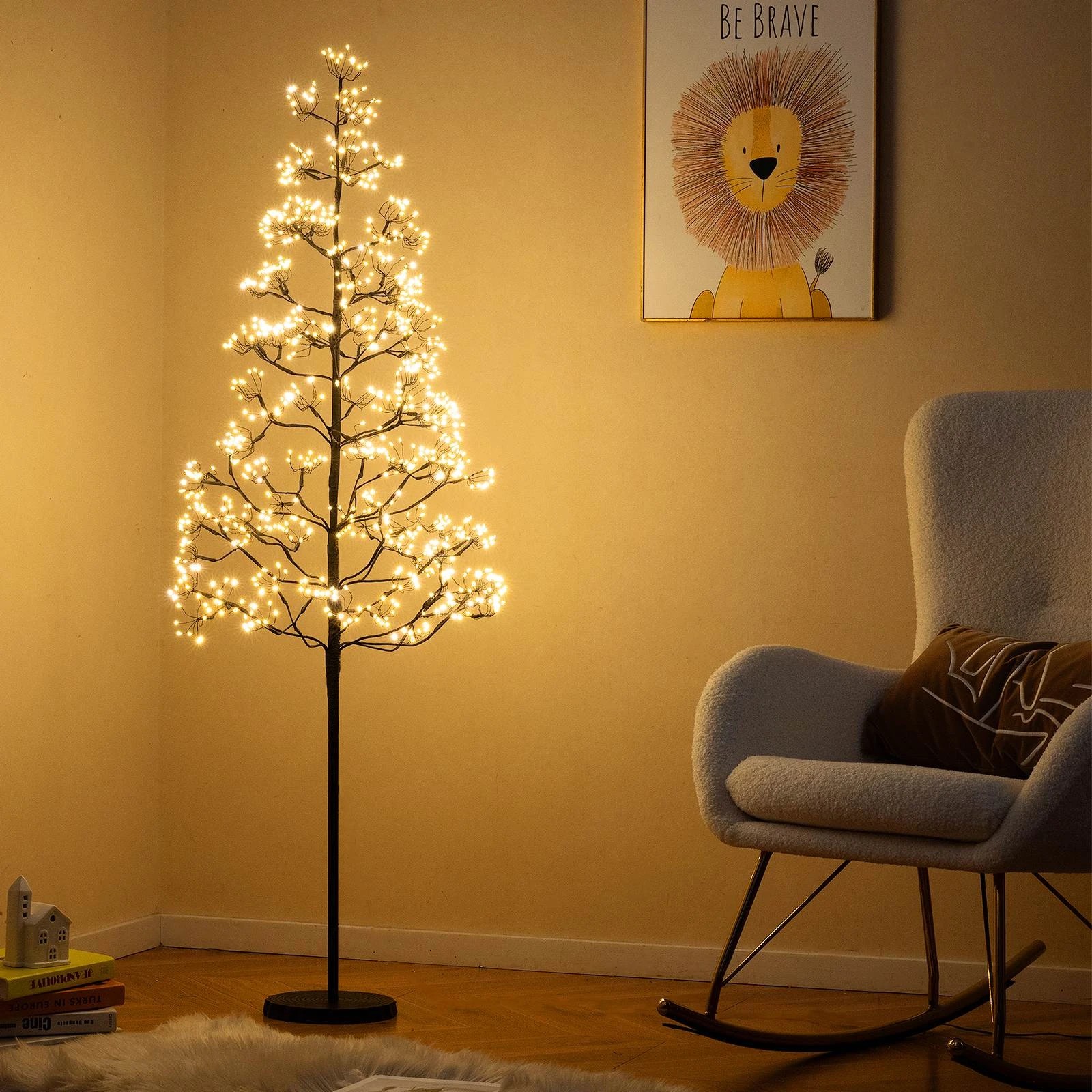 2 Costway Lighted Christmas Alpine Tree 1000 LEDs Pre-lit Xmas Decor Warm White Lights Gift 1.5M, 2 of 2