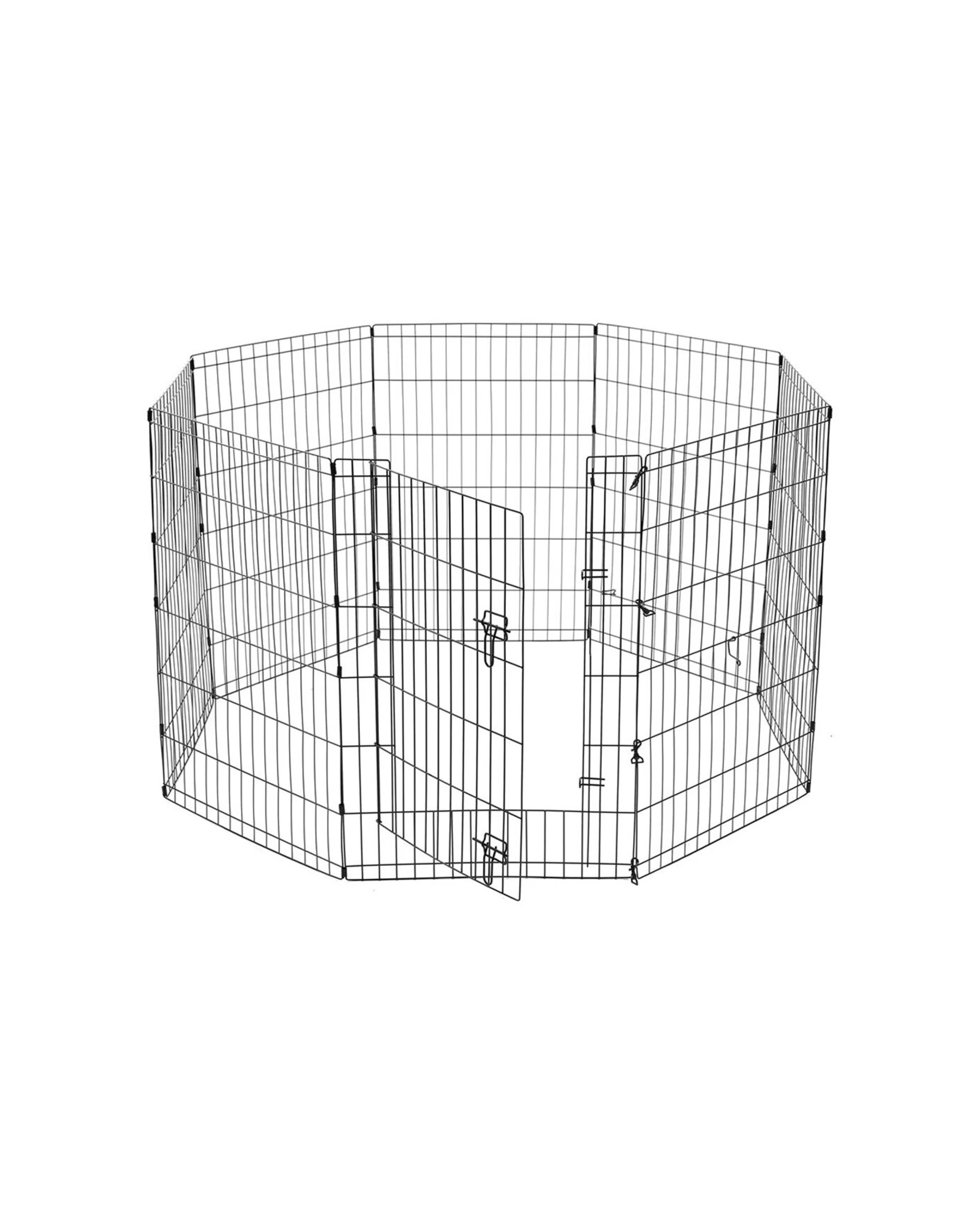 2 Paws And Claws 8 Panel Metal Pet Play Pen 61x91cm Hexagon Enclosure Black
 - Black, 2 of 3