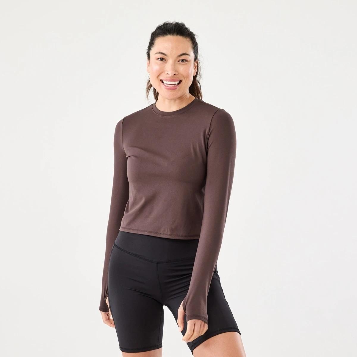 1 Active Womens Long Sleeve Ultrasoft Top Brn Tuscan, 1 of 6