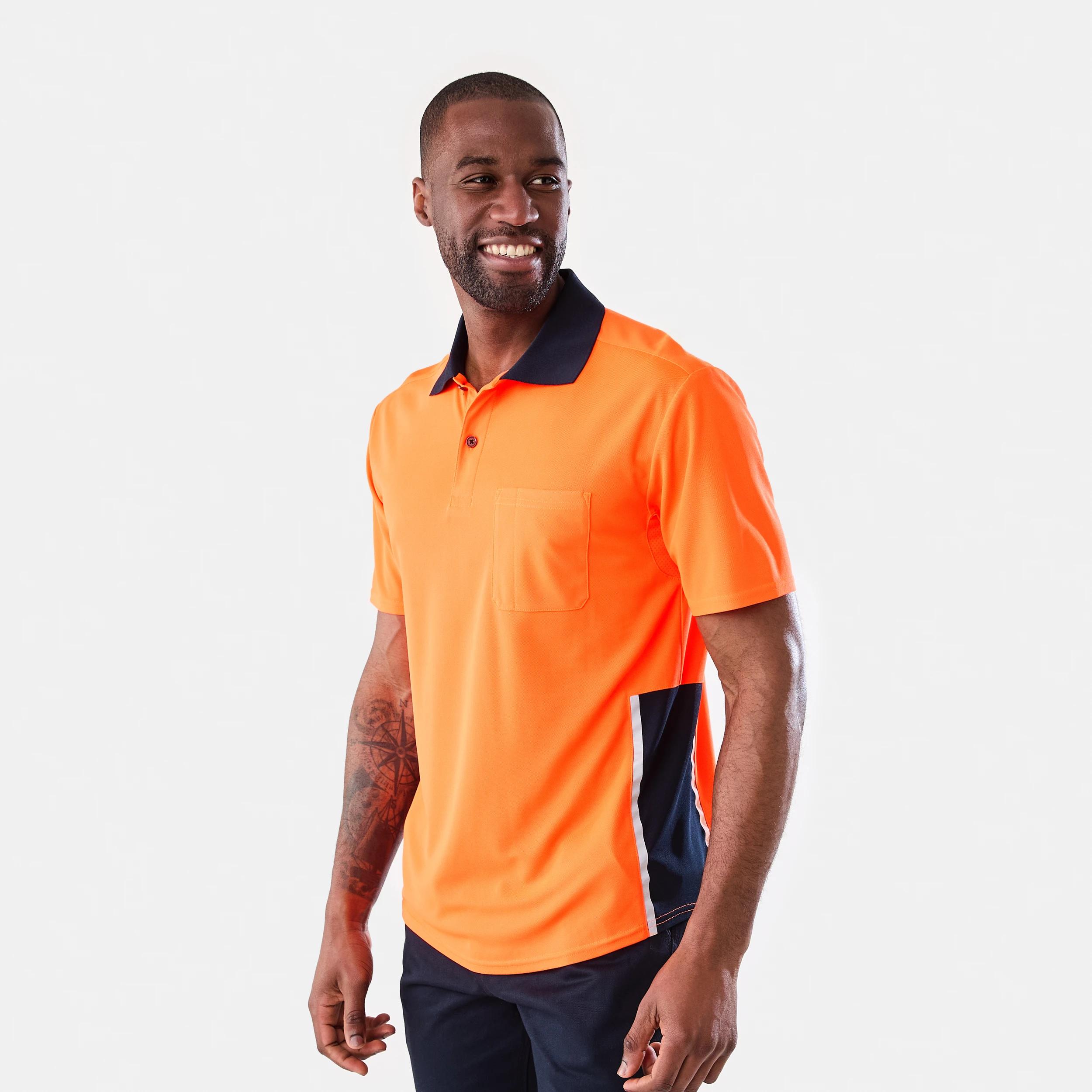 2 Workwear Short Sleeve Hi-Visibility Cool Polo Shirt SAFETY ORANGE, 2 of 8