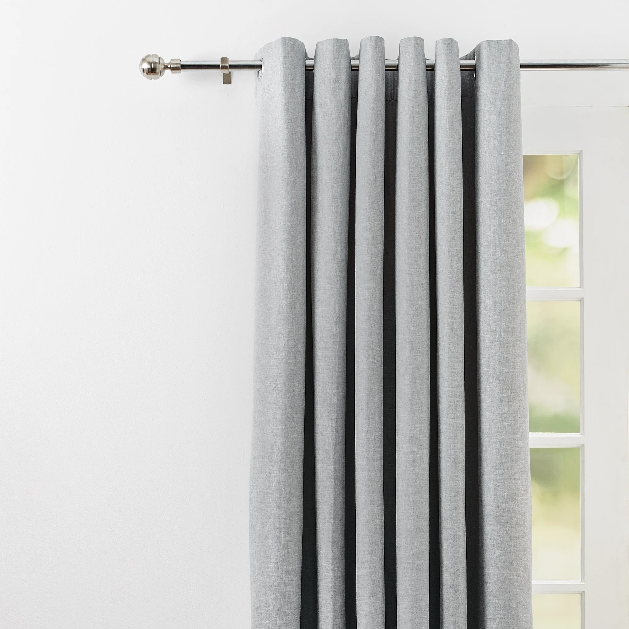 2 Monaco Double Width Eyelet Block Out Curtain - Grey - 240cm x 213cm, 2 of 5