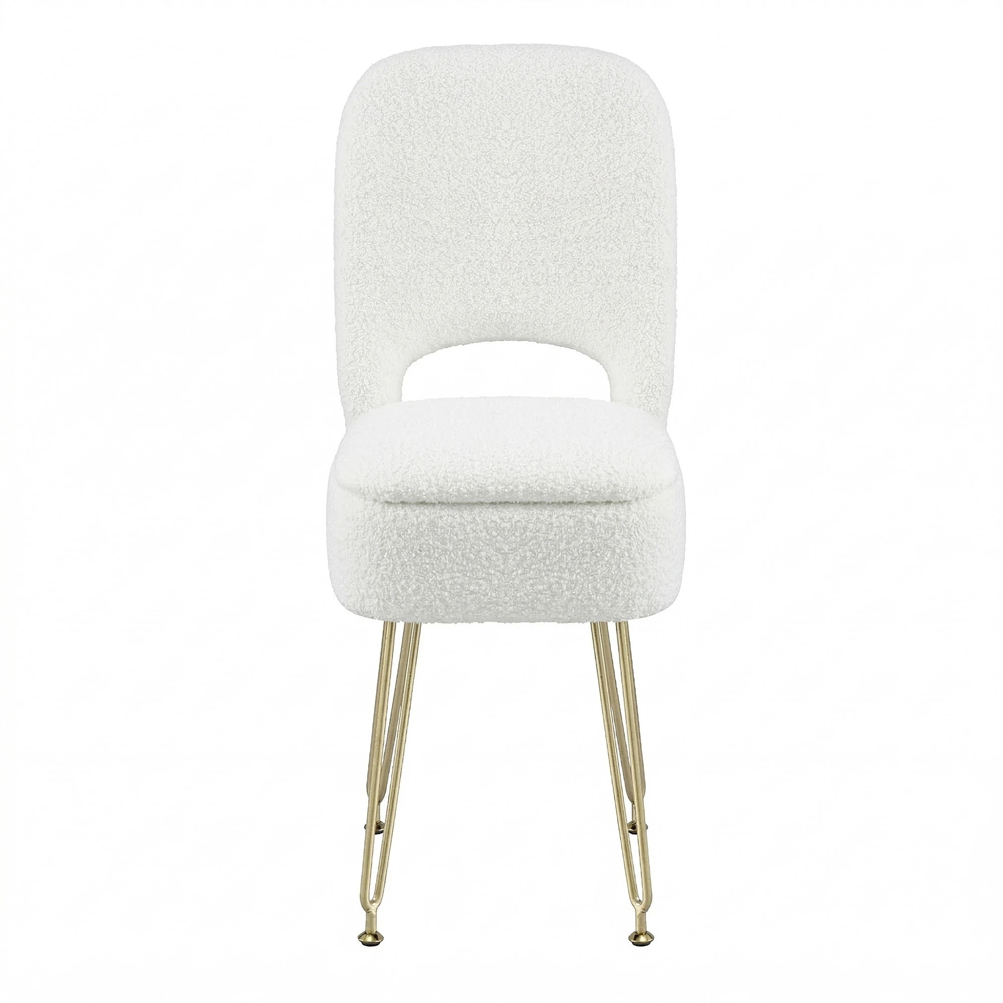 3 Artiss Storage Ottoman Vanity Stool Foot Stool Folding Back - White, 3 of 8