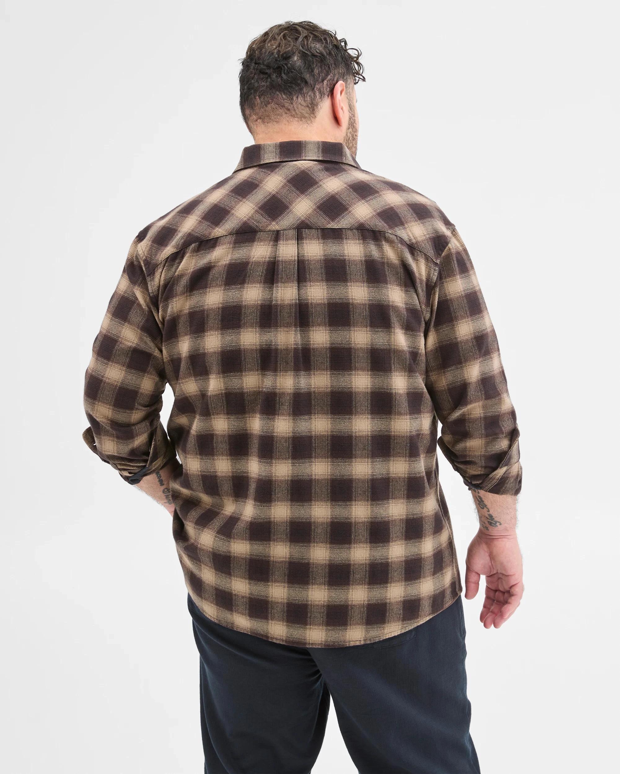 4 Target Man Plus Plus Size Australian Cotton Long Sleeve Flannelette Shirt CHOCOLATE, 4 of 4