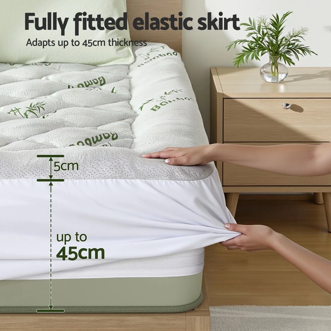 8 Giselle Mattress Topper 5cm Pillowtop toppers Bamboo Single - Multi, 8 of 9