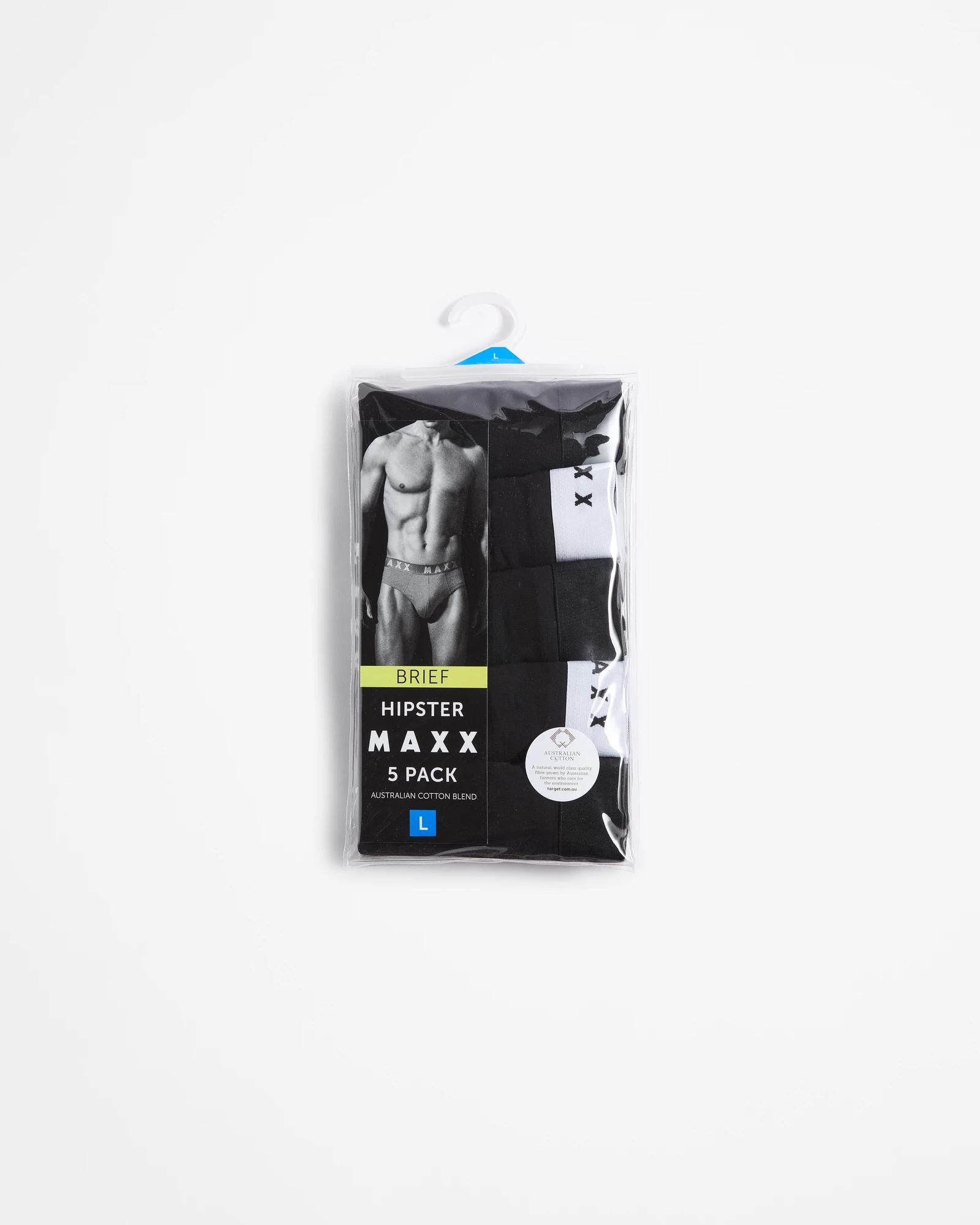 4 Australian Cotton Blend 5 Pack Hipster Briefs - Maxx BLACK, 4 of 4