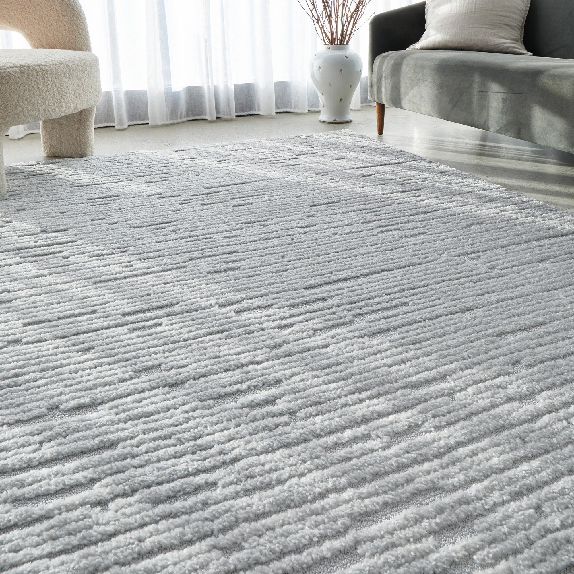 2 Common Ground Rugs Safflower Suri 290x200cm - Large Floor Rug - Silver, 2 of 7